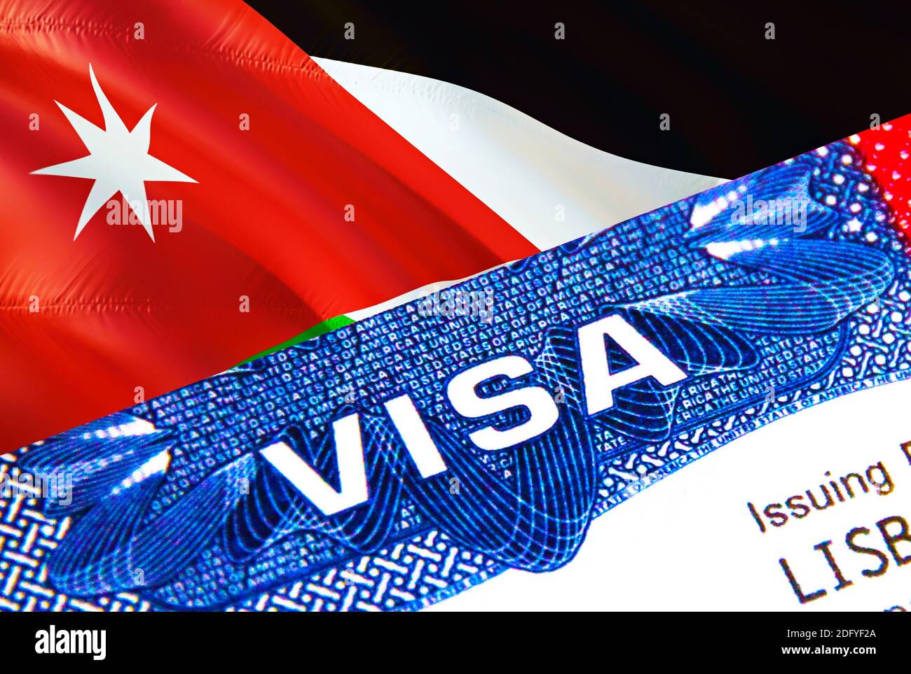 Jordan Visa in passport. USA immigration Visa for Jordan citizens