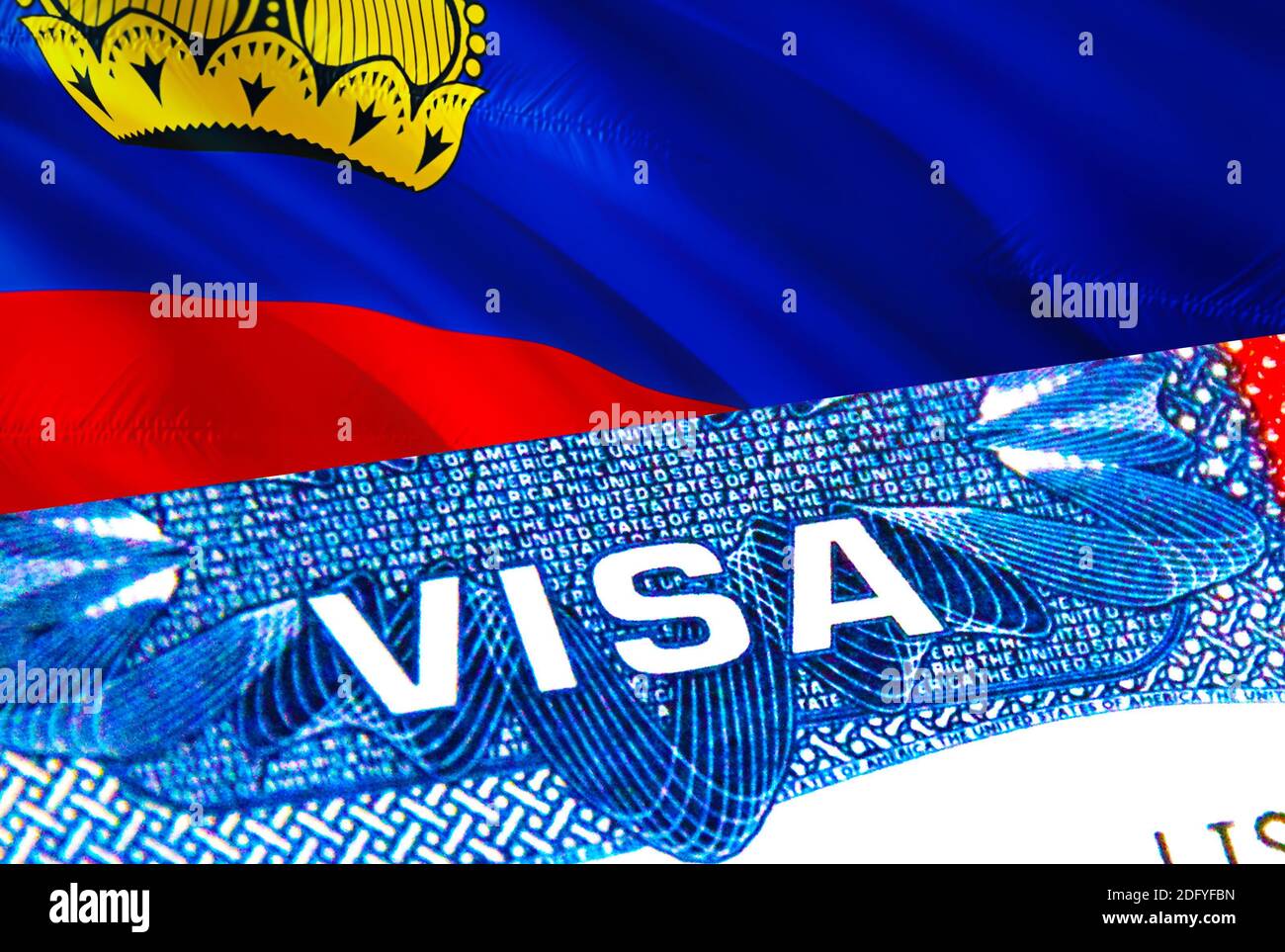 Liechtenstein Visa. Travel to Liechtenstein focusing on word VISA, 3D  rendering. Liechtenstein immigrate concept with visa in passport.  Liechtenstein Stock Photo - Alamy
