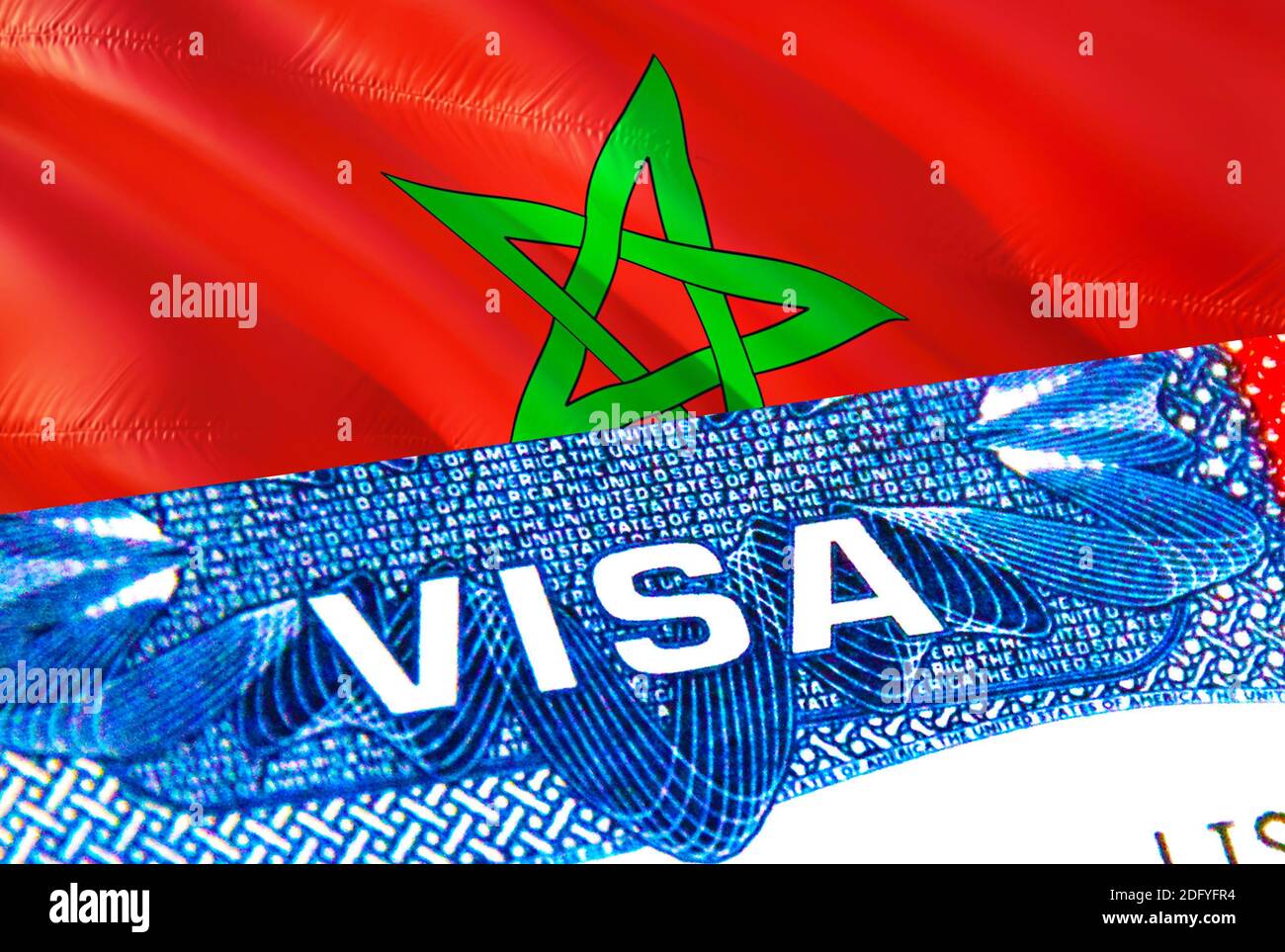 Morocco Visa. Travel to Morocco focusing on word VISA, 3D rendering. Morocco  immigrate concept with visa in passport. Morocco tourism entrance in pass  Stock Photo - Alamy