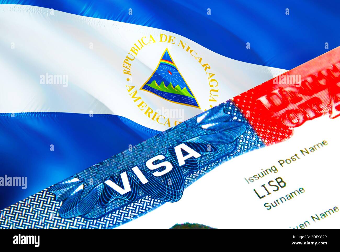 Nicaragua immigration visa on passport page close up view Stock Photo -  Alamy