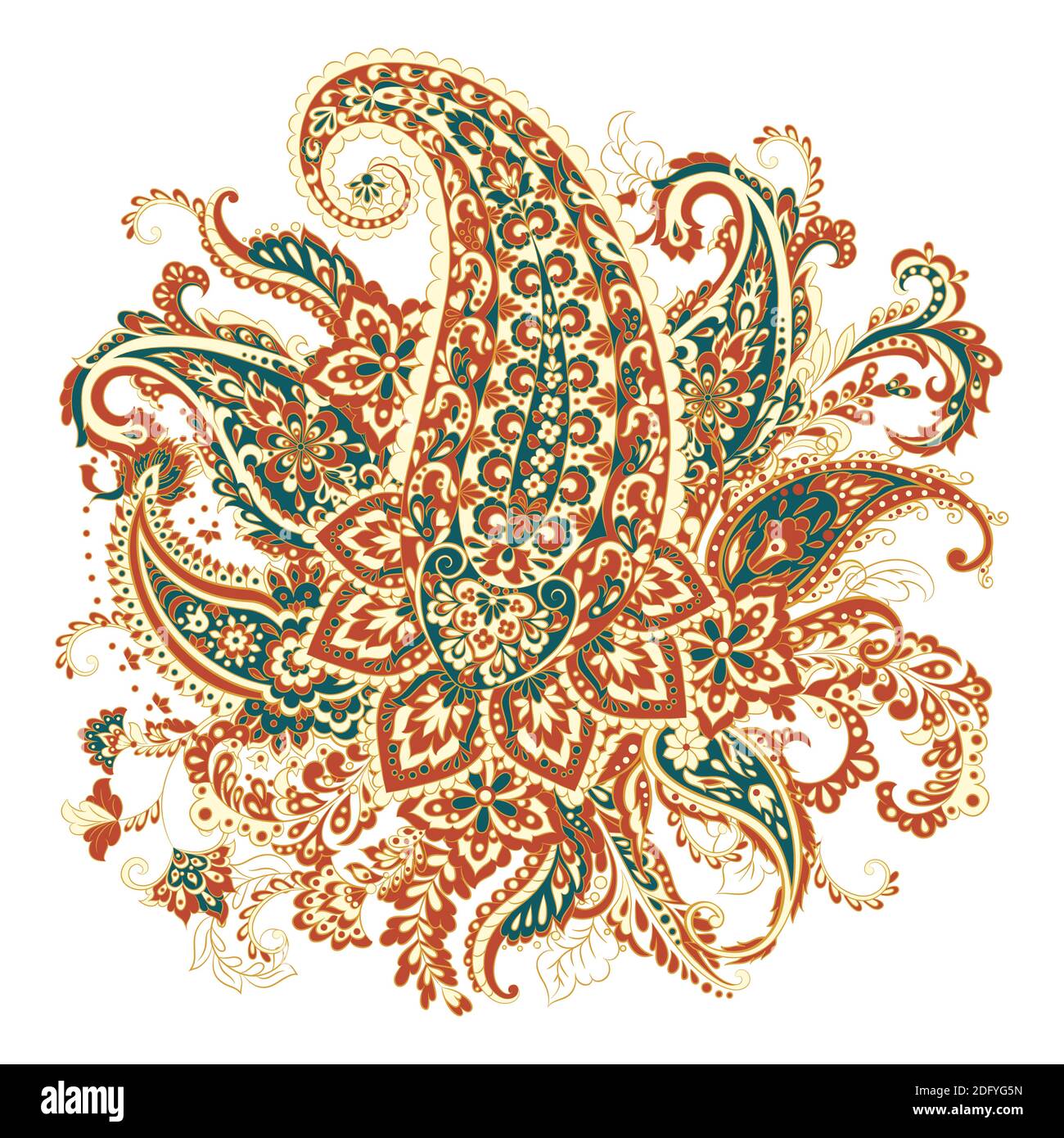 Paisley Damask ornament. Isolated Vector illustration Stock Vector