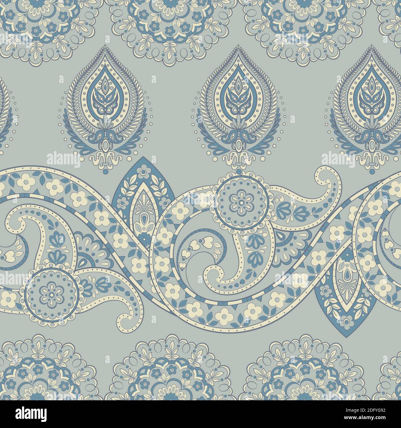 ethnic flowers seamless vector pattern. Stock Vector