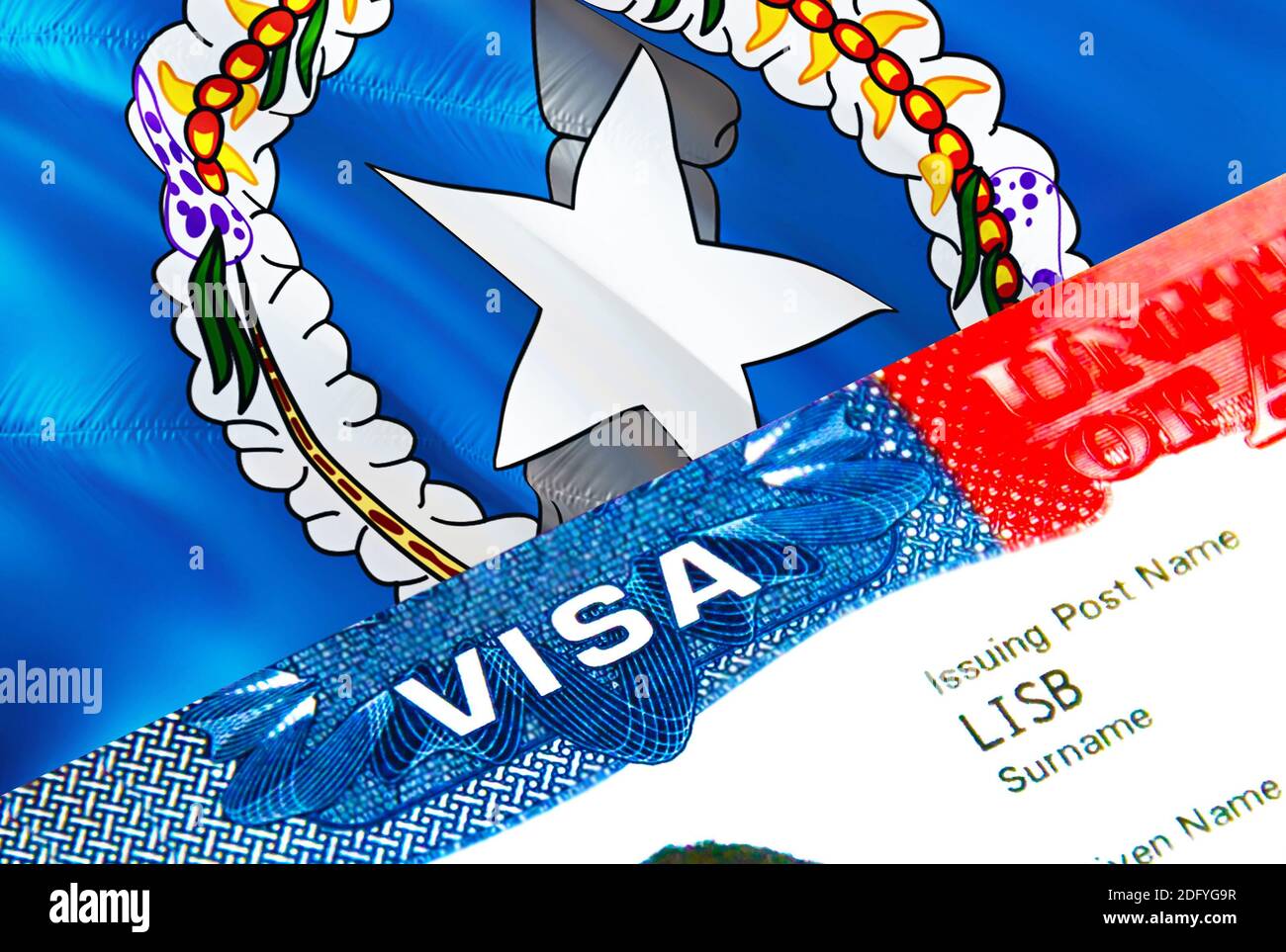 Northern Mariana Islands immigration visa. Closeup Visa to Northern