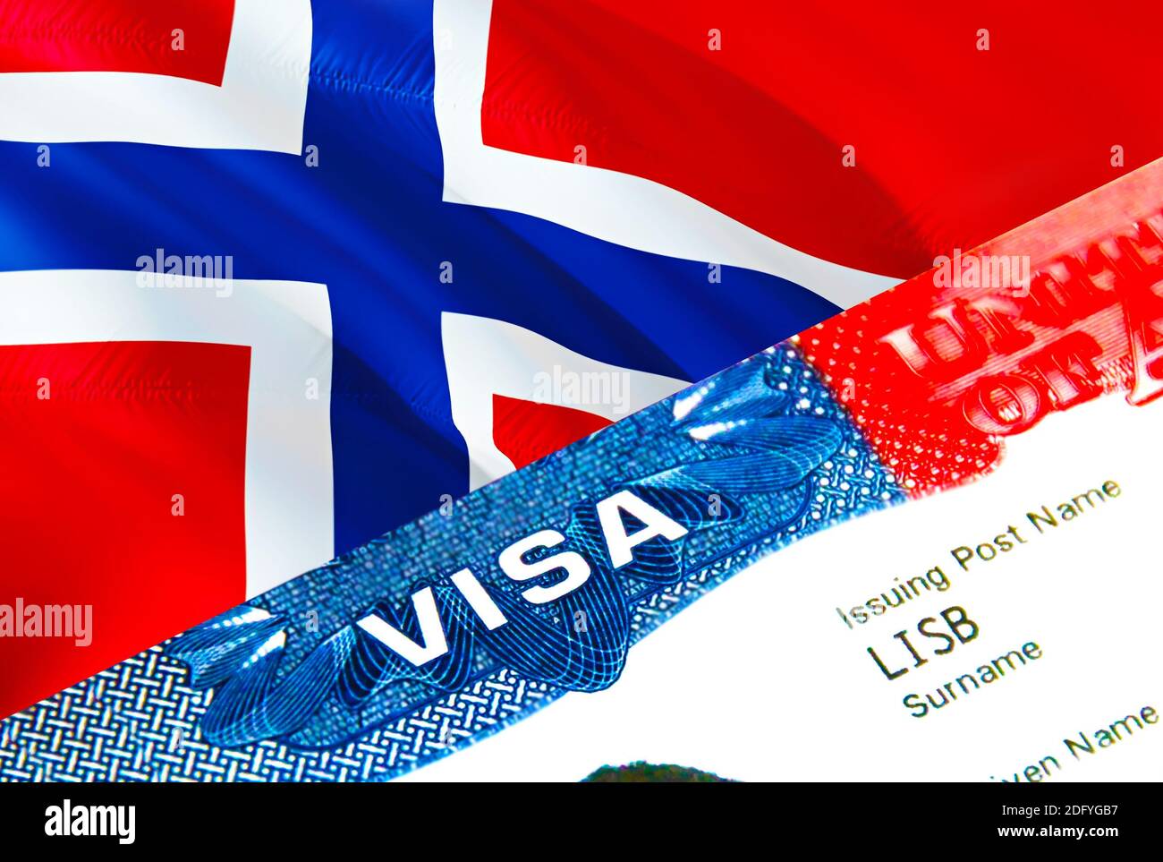 Norway immigration visa. Closeup Visa to Norway focusing on word VISA, 3D  rendering. Travel or migration to Norway destination concept with visa in  pa Stock Photo - Alamy