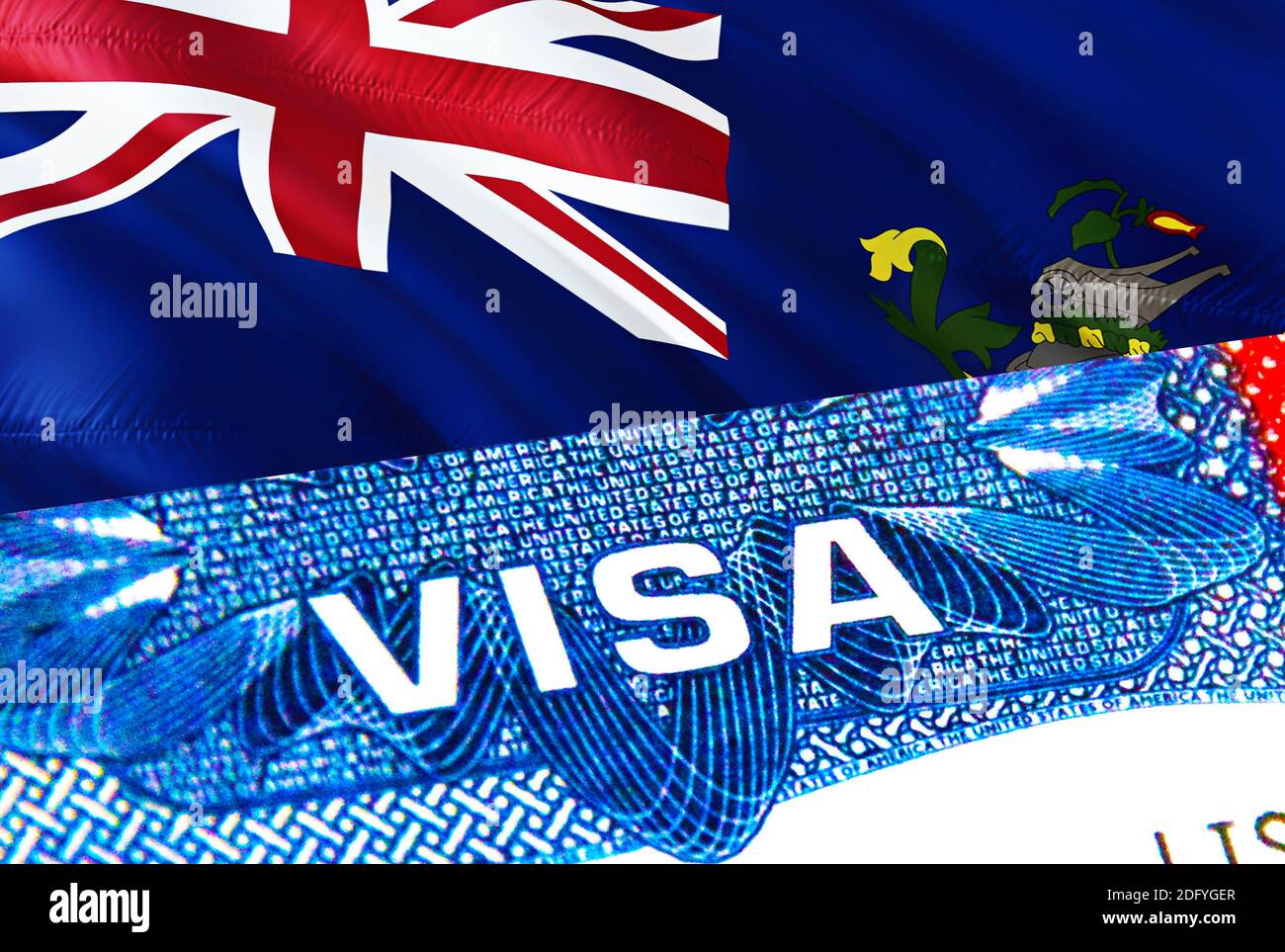 Pitcairn Islands Visa. Travel to Pitcairn Islands focusing on word VISA