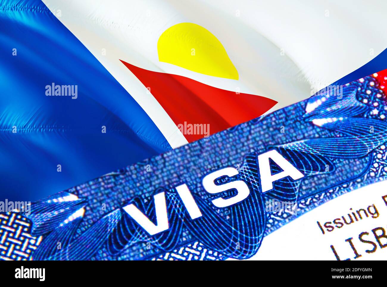 Saint Martin Visa Document, with Saint Martin flag in background. Saint  Martin flag with Close up text VISA on USA visa stamp in passport,3D  rendering Stock Photo - Alamy