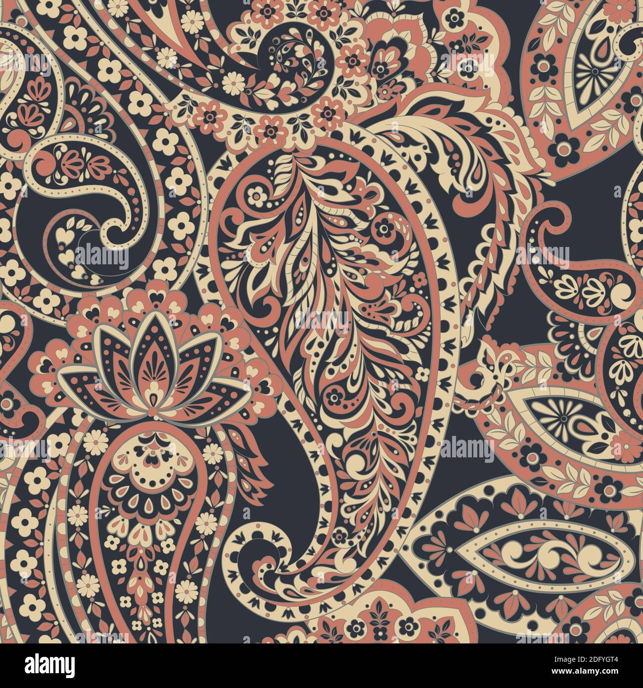 Seamless pattern with paisley ornament. Vector illustration Stock ...