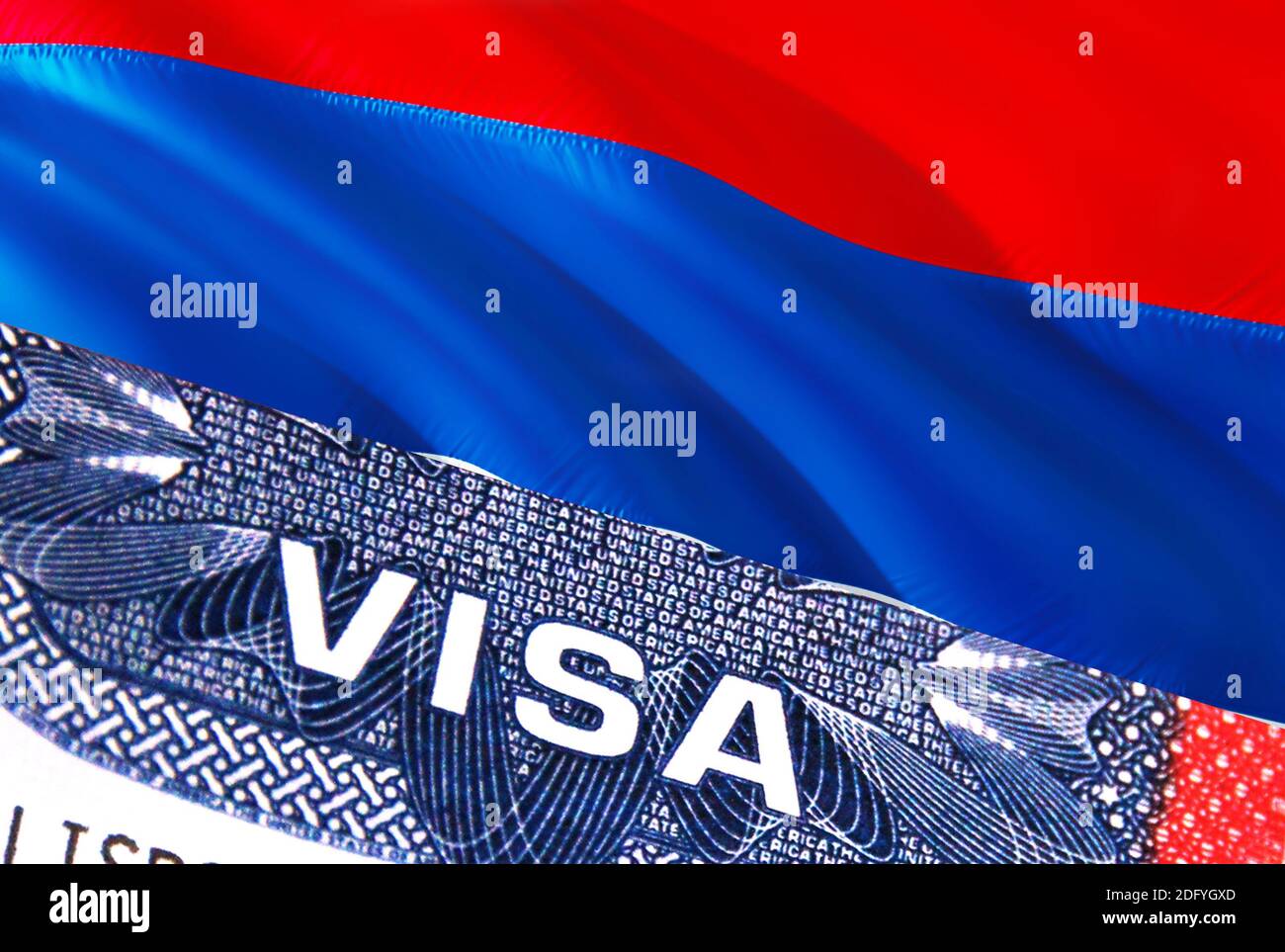 Serbia Visa Document, with Serbia flag in background. Serbia flag with  Close up text VISA on USA visa stamp in passport,3D rendering.Visa passport  sta Stock Photo - Alamy