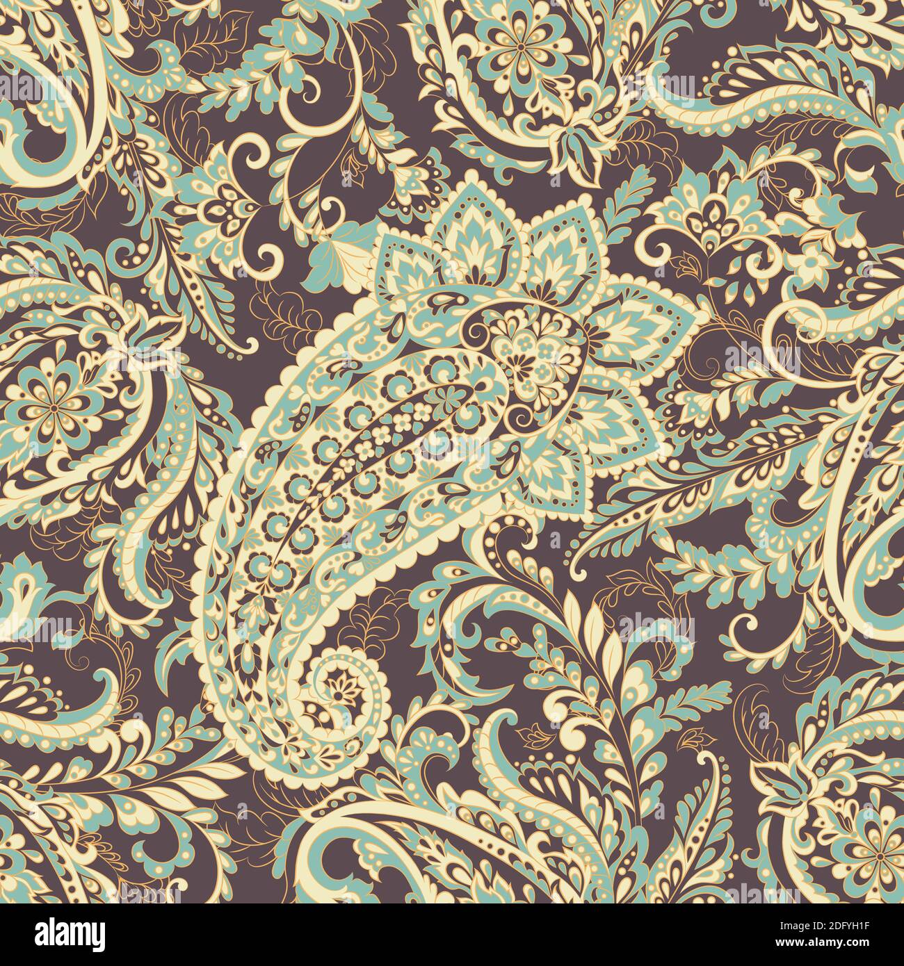 Seamless pattern with paisley ornament. Vector illustration Stock ...