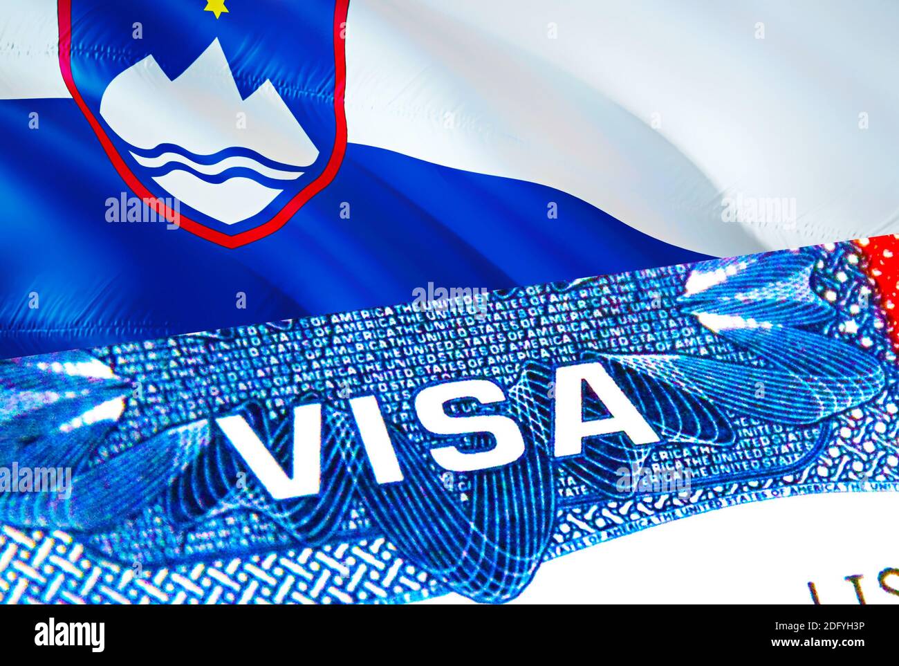 Slovenia Visa. Travel to Slovenia focusing on word VISA, 3D rendering.  Slovenia immigrate concept with visa in passport. Slovenia tourism entrance  in Stock Photo - Alamy