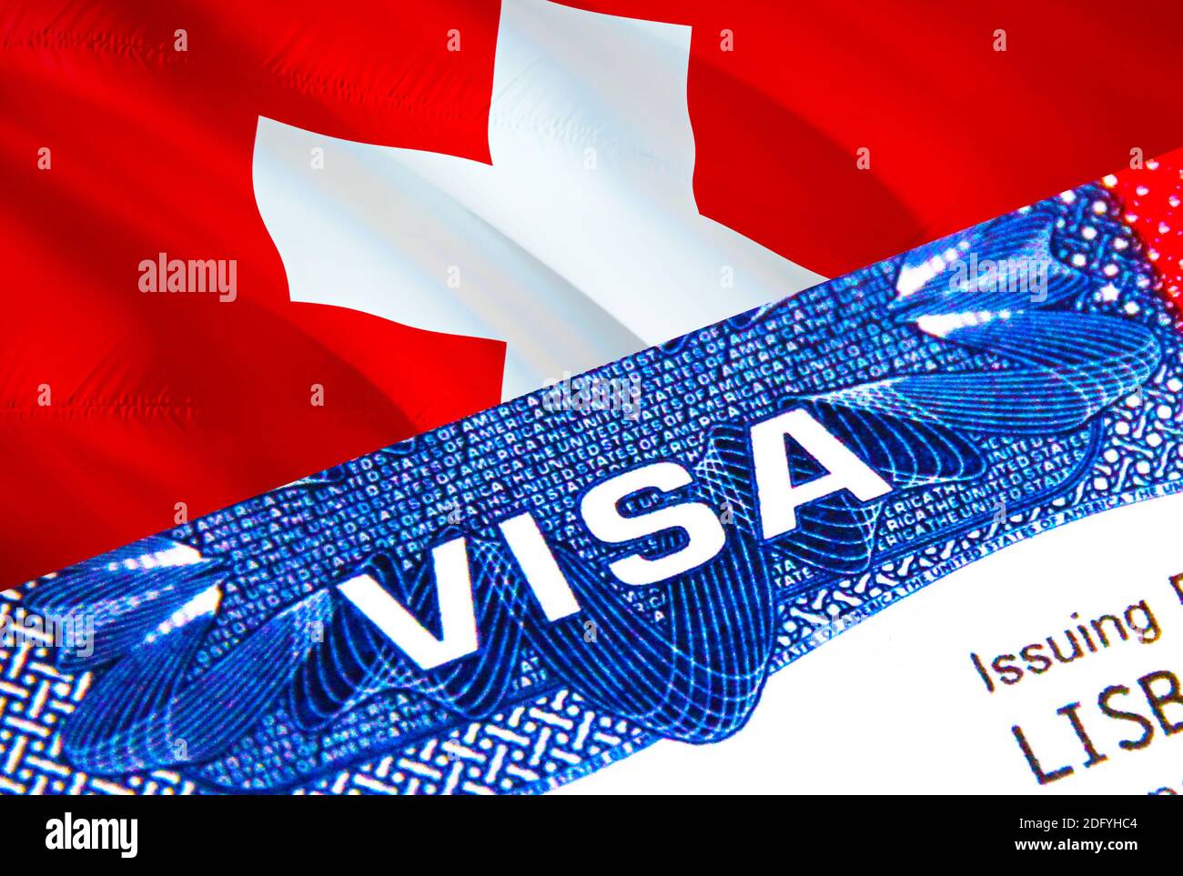 Switzerland Visa in passport. USA immigration Visa for Switzerland citizens  focusing on word VISA. Travel Switzerland visa in national identification  Stock Photo - Alamy
