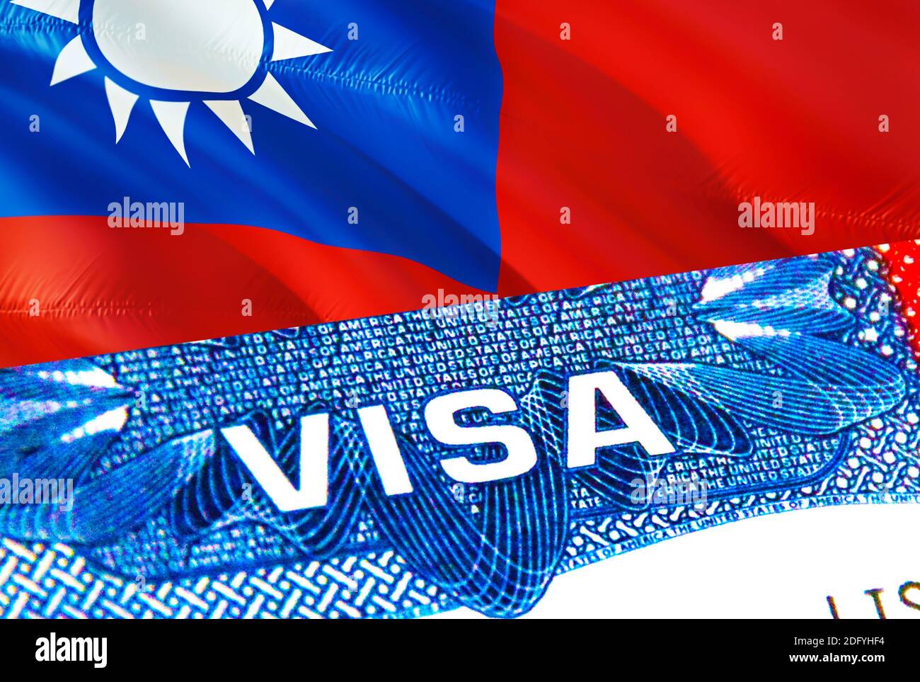 Taiwan Visa. Travel to Taiwan focusing on word VISA, 3D rendering