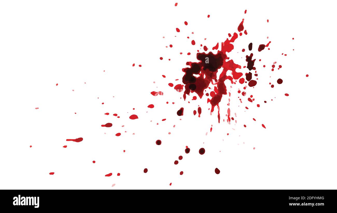 Red blood splatters watercolor hand-painted isolated on white background. Abstract vector artistic used as being an element in the decorative design. Stock Vector