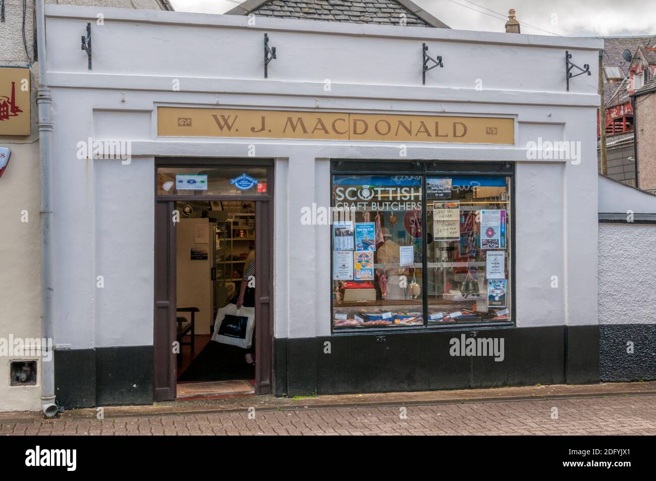 The shop of W. J. Macdonald, Scottish Craft Butchers in Stornoway on the Isle of Lewis in the Outer Hebrides. Stock Photo