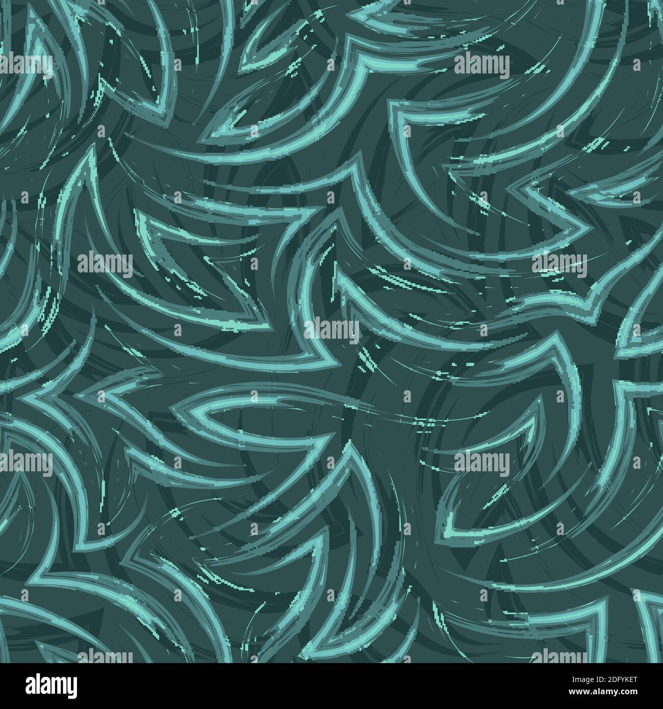 Vector seamless pattern of flowing lines and corners in Tidewater Green ...