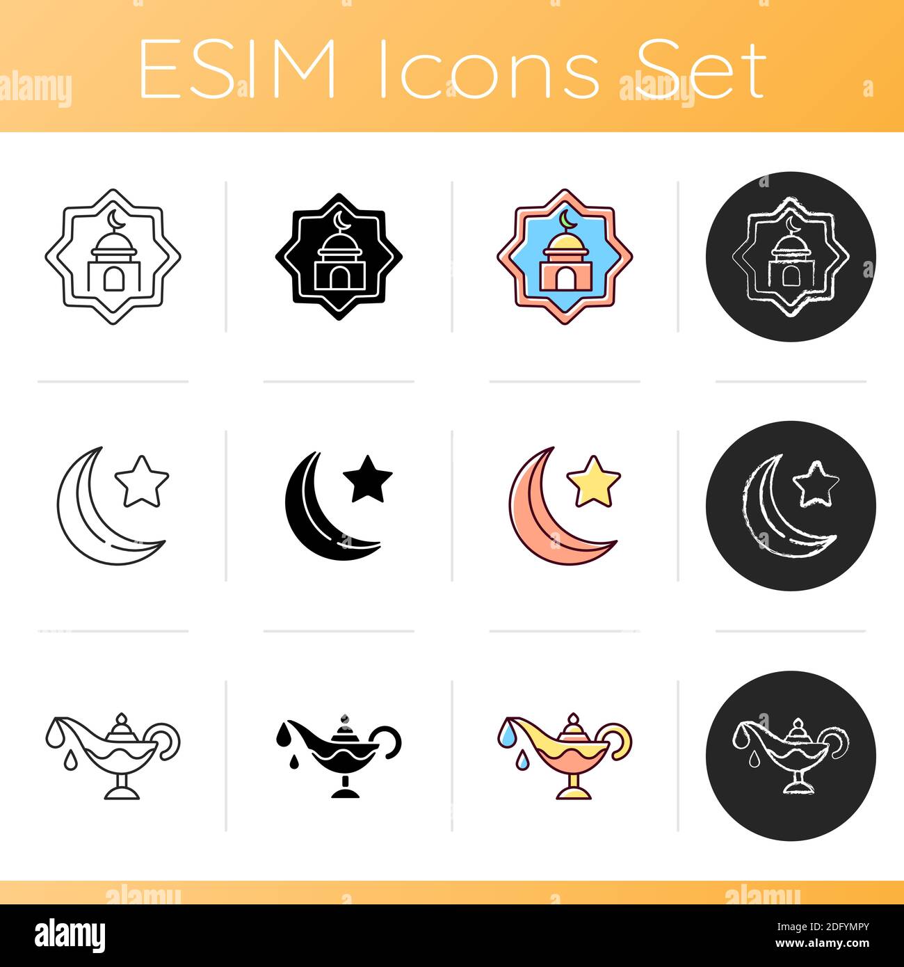 Traditional religious muslim items icons set Stock Vector Image & Art ...