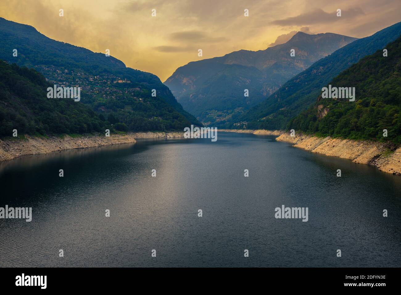 The lake Lago di Vogorno in canton Ticino, Switzerland Stock Photo