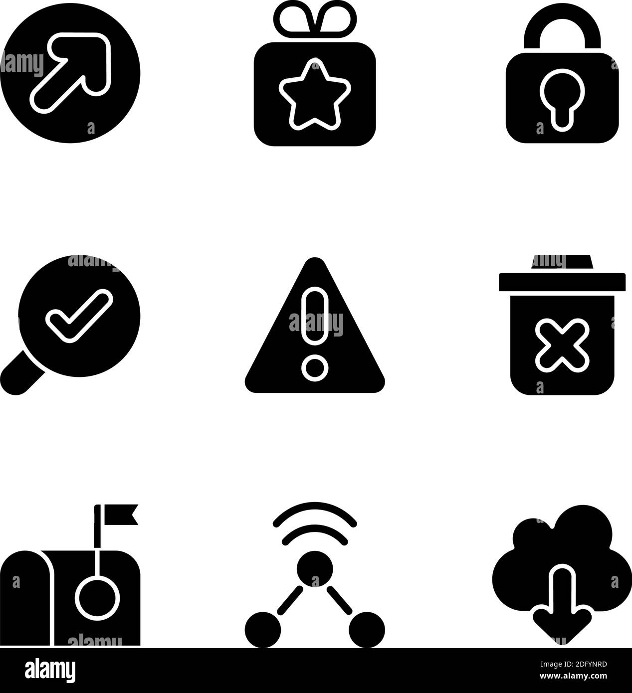 Interface for better usability black glyph icons set on white space Stock Vector