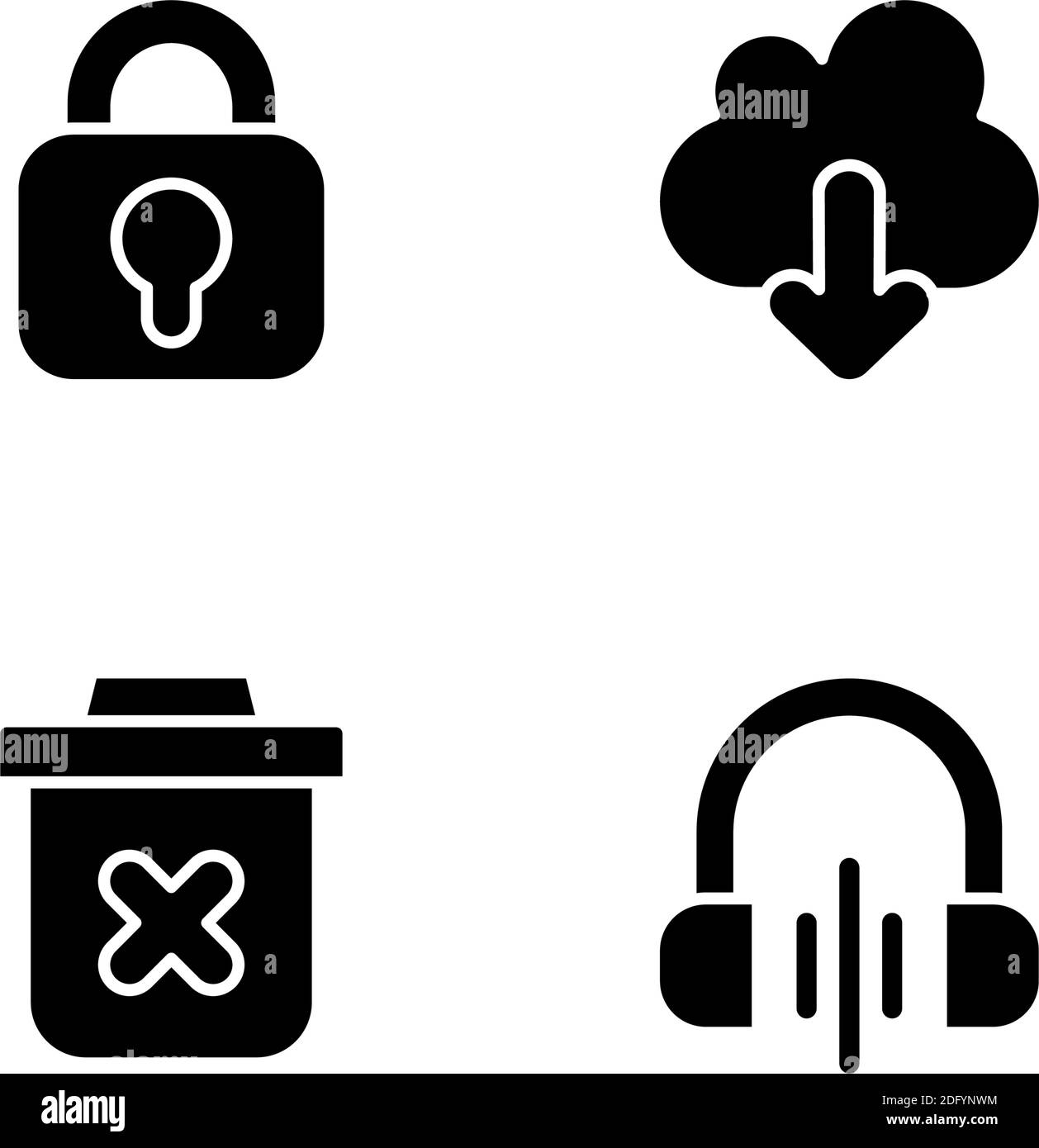 Modern interface black glyph icons set on white space Stock Vector