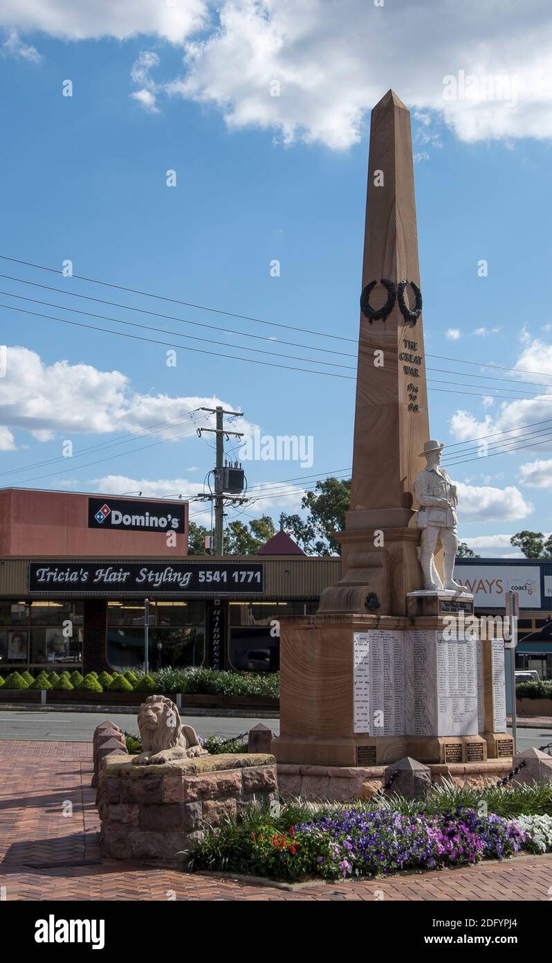 Beaudesert town centre, rural Queensland, Australia. War Memorial and