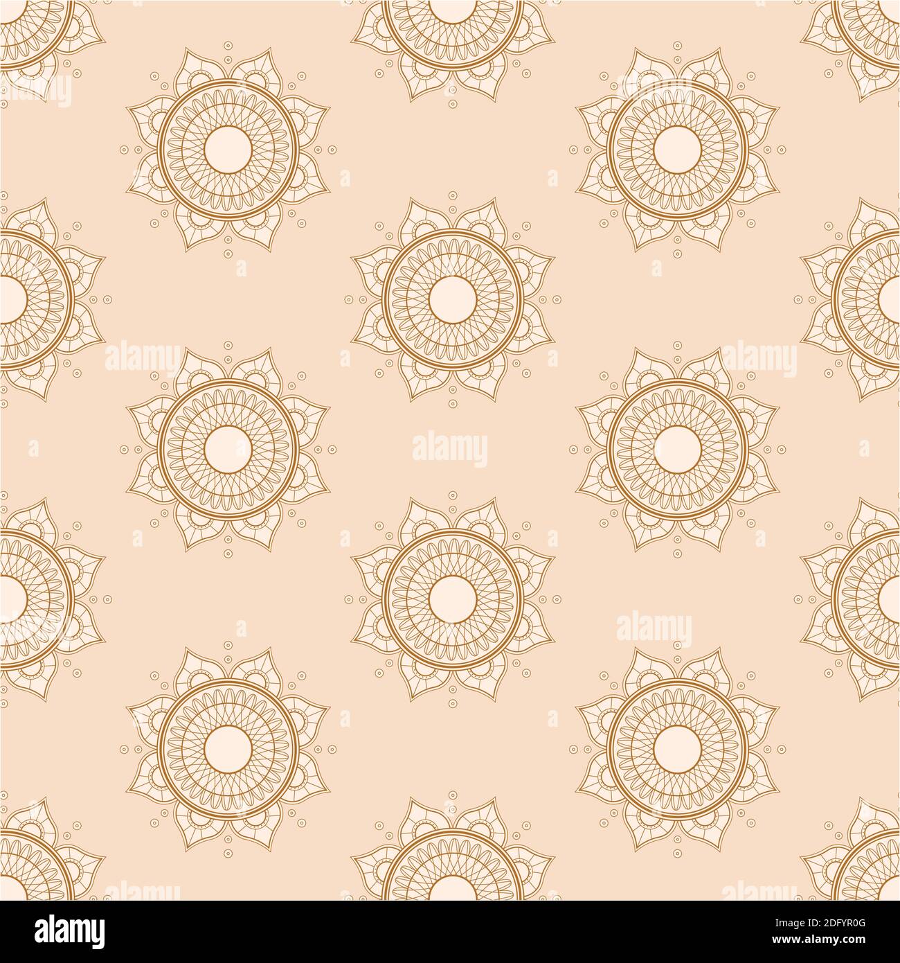 Ethnic seamless vector pattern. Brown flower mandalas. Can be used for design of fabric, covers, wallpapers, tiles. Stock Vector