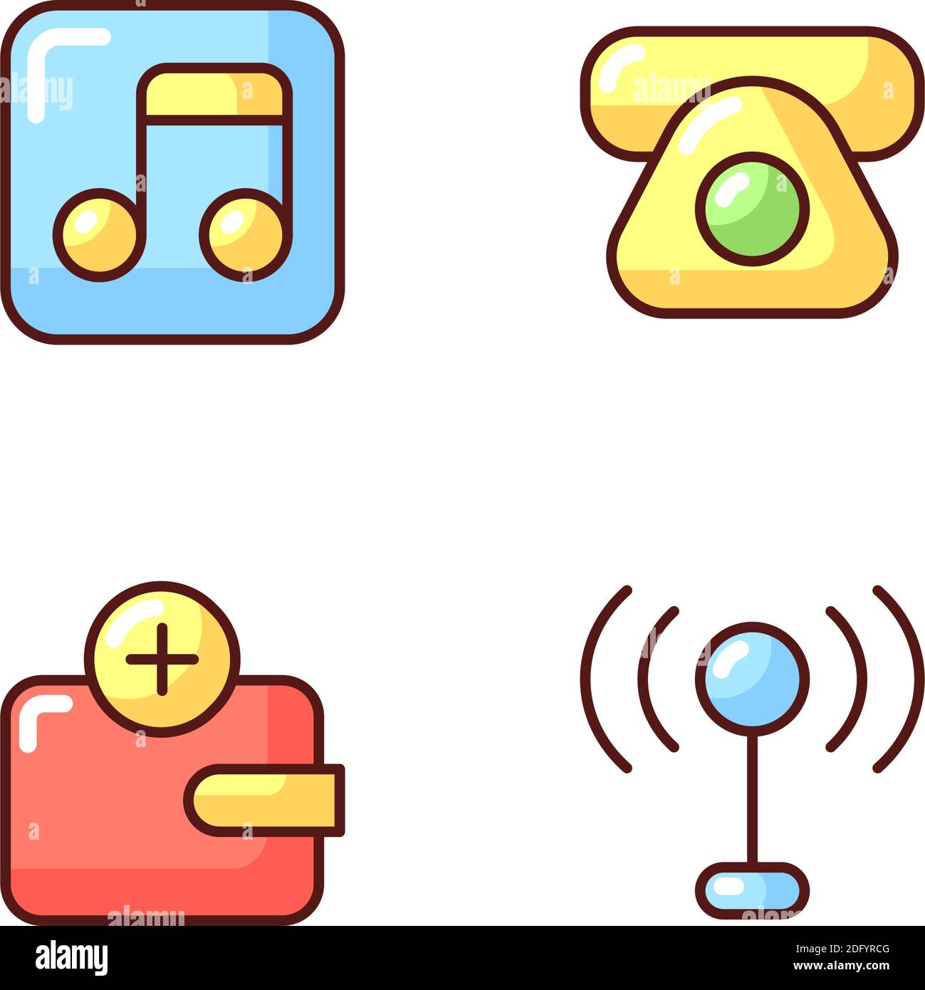 Mobile interface RGB color icons set Stock Vector