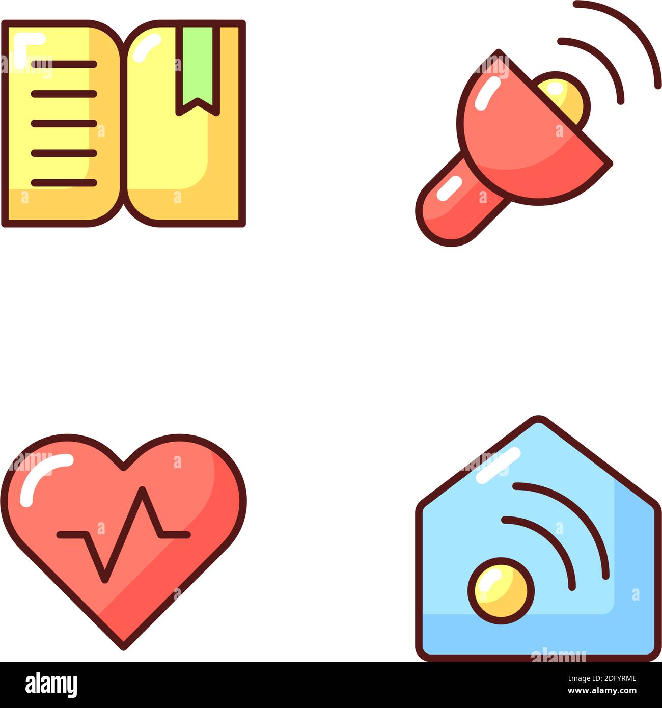 Mobile interface RGB color icons set Stock Vector