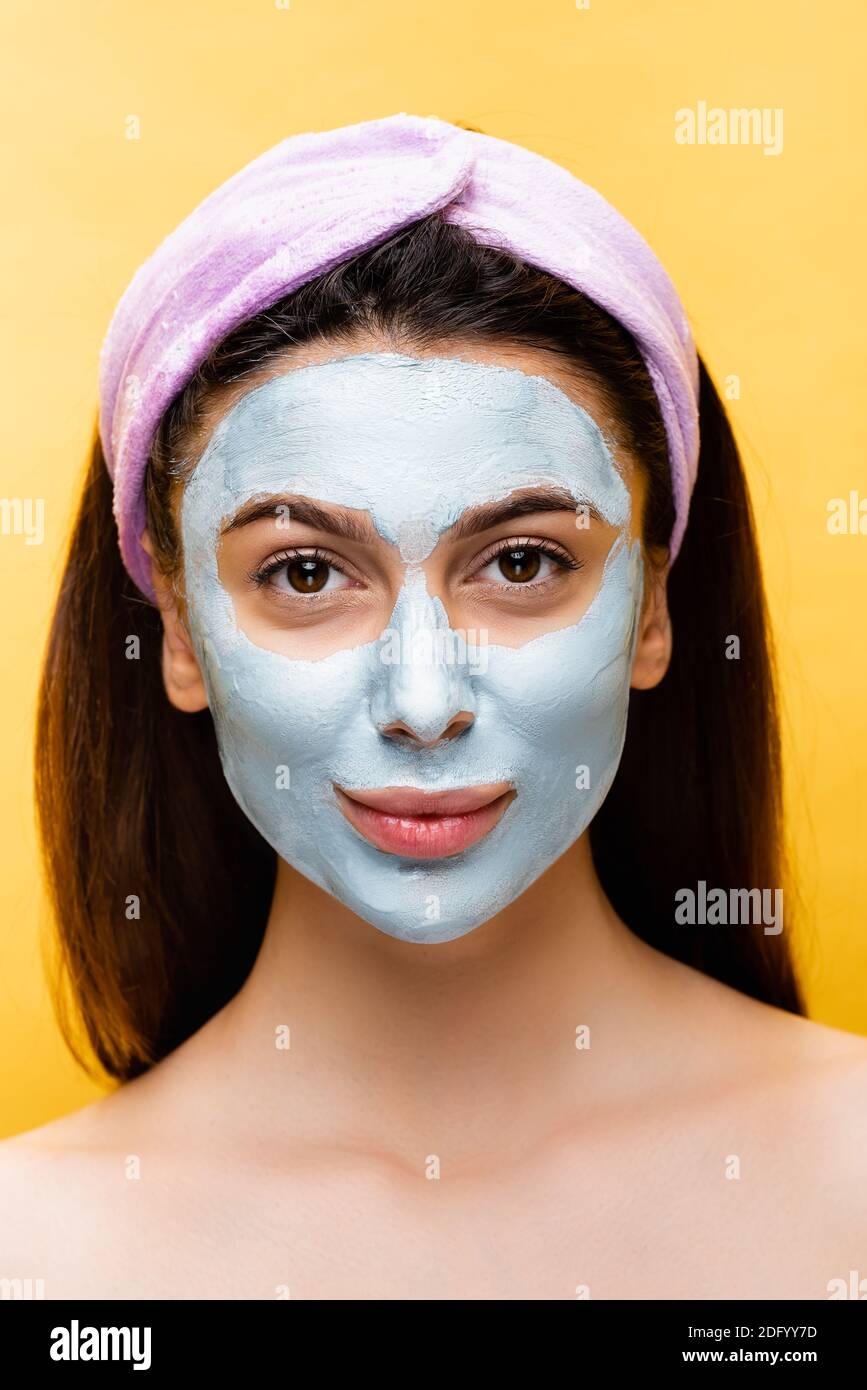 Woman beauty mask yellow hi-res stock photography and images - Alamy