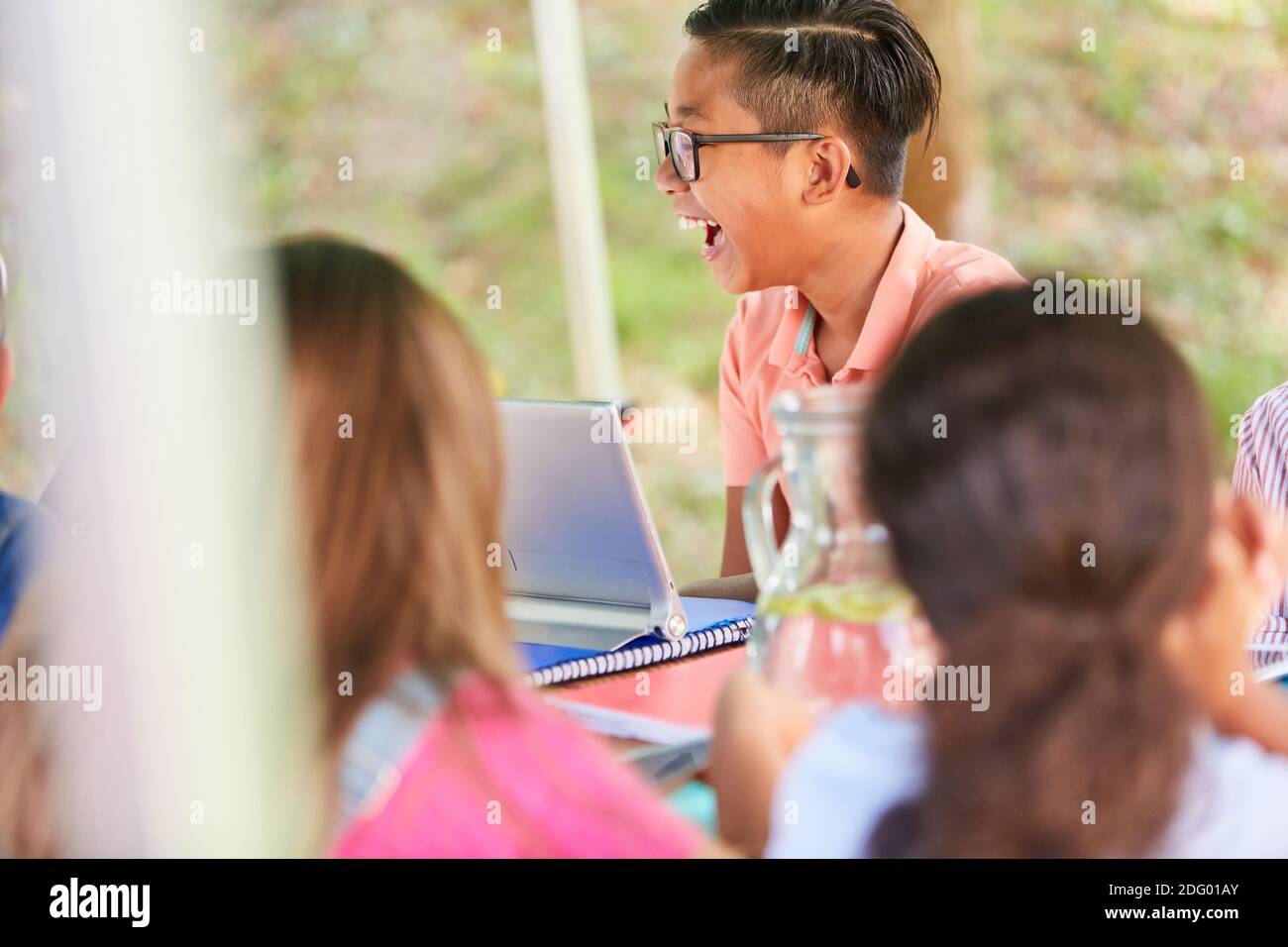 Happy children learn in the summer school tuition summer school during ...