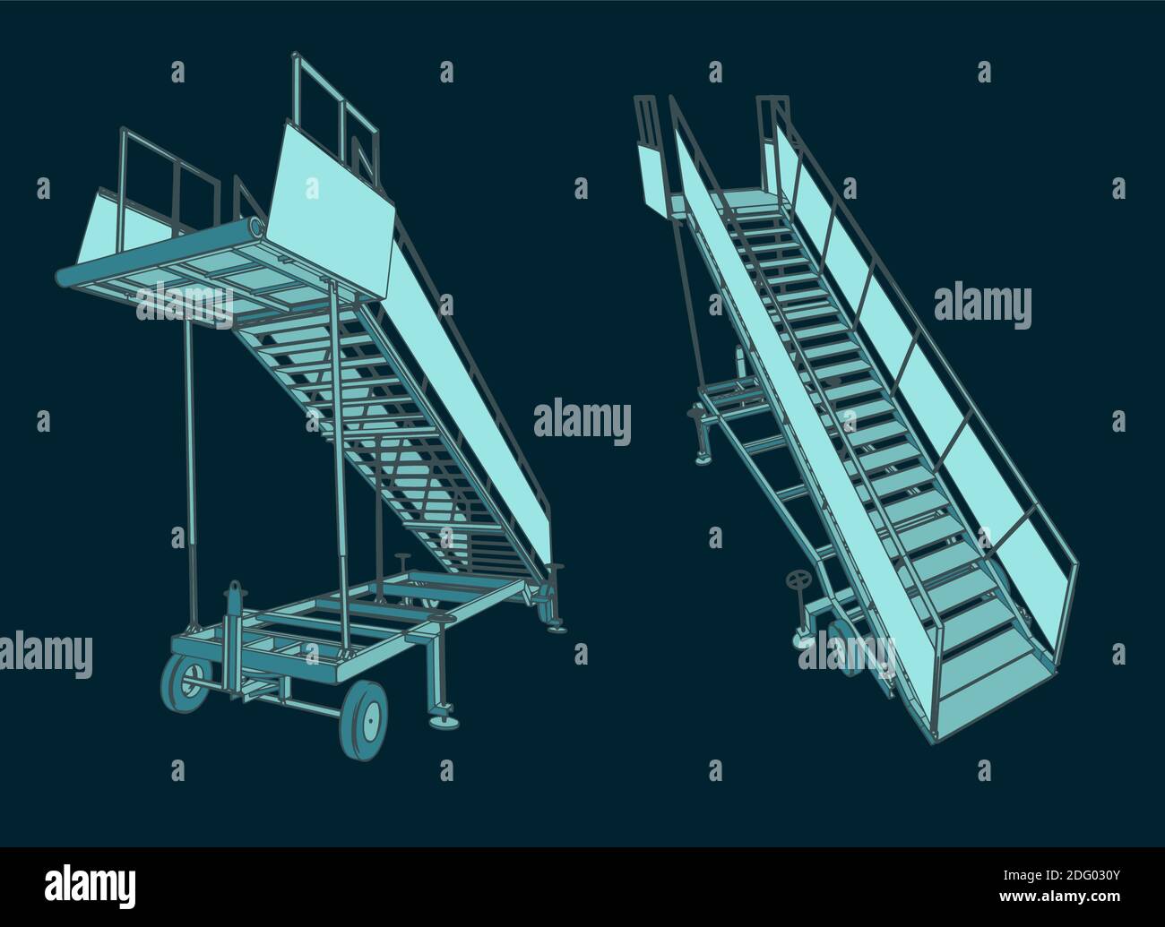Stylized vector illustration of airplane ladder cartoon illustrations Stock Vector