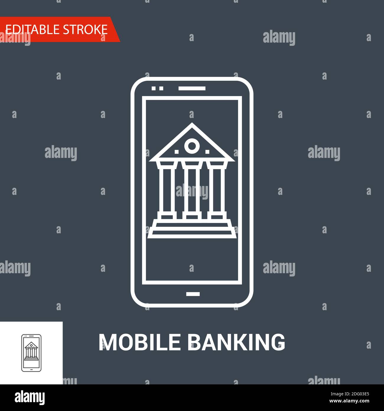 Mobile Banking Icon. Thin Line Vector Illustration Stock Vector Image ...