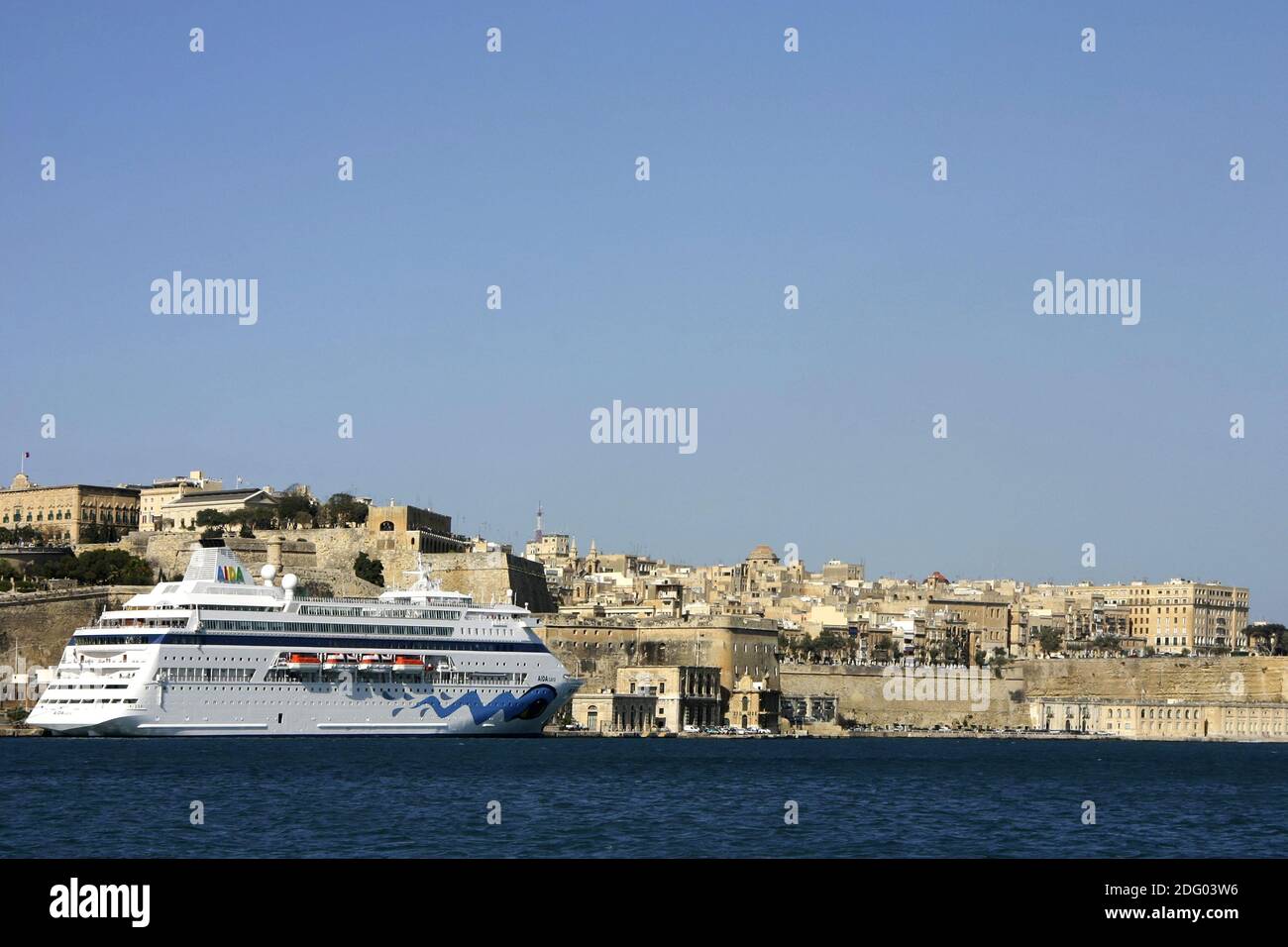 The Aida in the port of Valetta Stock Photo