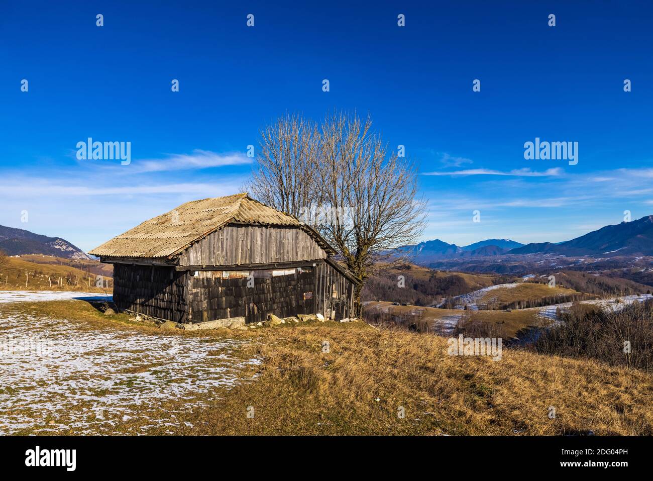 Old wooden house on the mountain Stock Photo - Alamy
