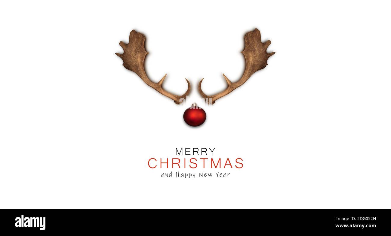 Merry Christmas card with abstract deer face. Stock Photo