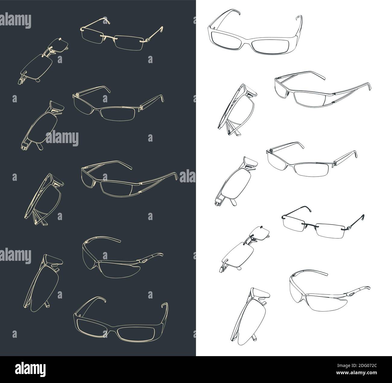 Stylized vector illustration of a set of different glasses Stock Vector ...