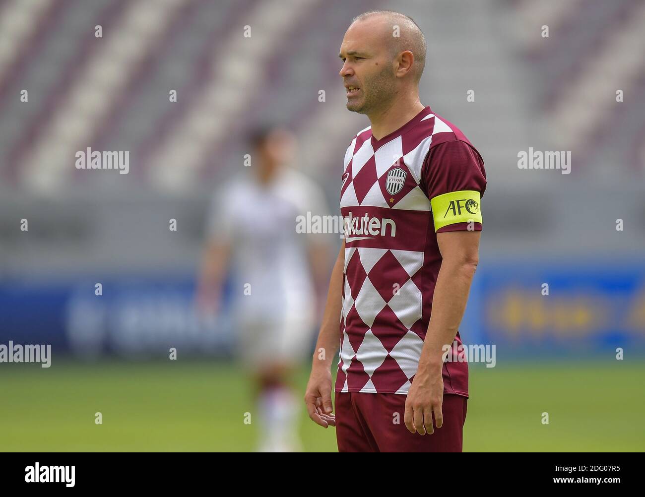 Doha, Qatar. 7th Dec, 2020. Andres Iniesta of Vissel Kobe reacts during the round of 16 match of the AFC Champions League between Shanghai SIPG FC of China and Vissel Kobe of Japan in Doha, Qatar, Dec. 7, 2020. Credit: Nikku/Xinhua/Alamy Live News Stock Photo