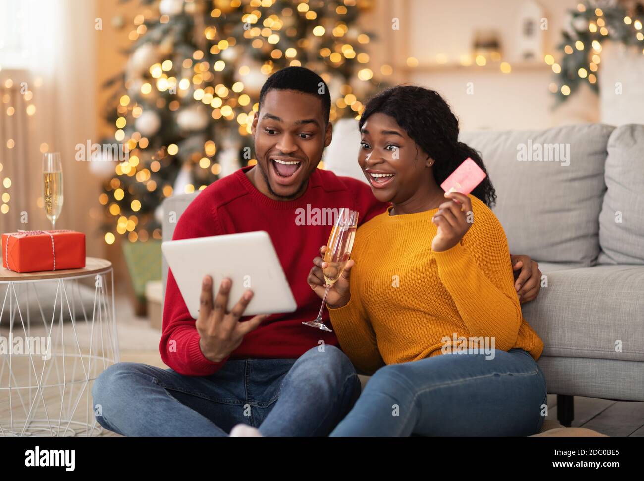 Gifts from shops, online shopping and Christmas celebration Stock Photo