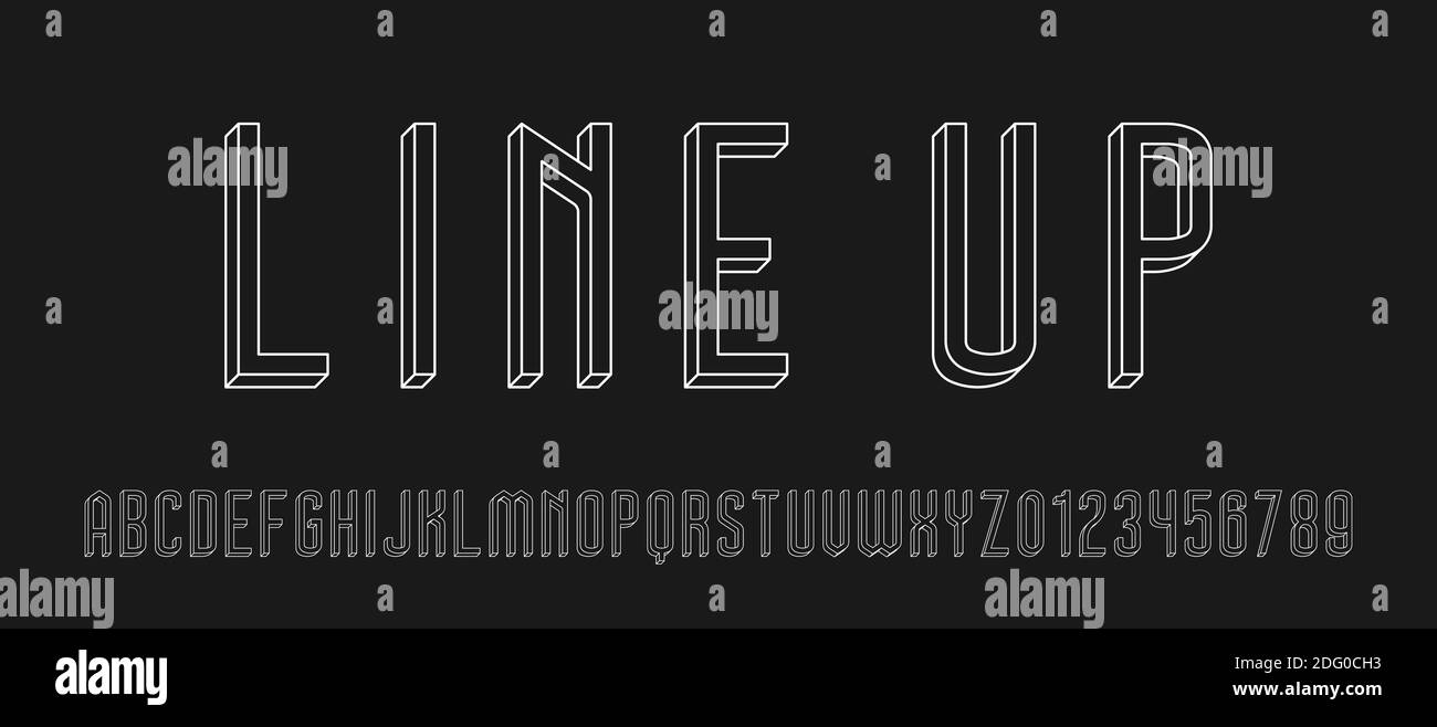 Set of alphabets font letters and numbers modern with 3D concept vector illustration Stock Vector