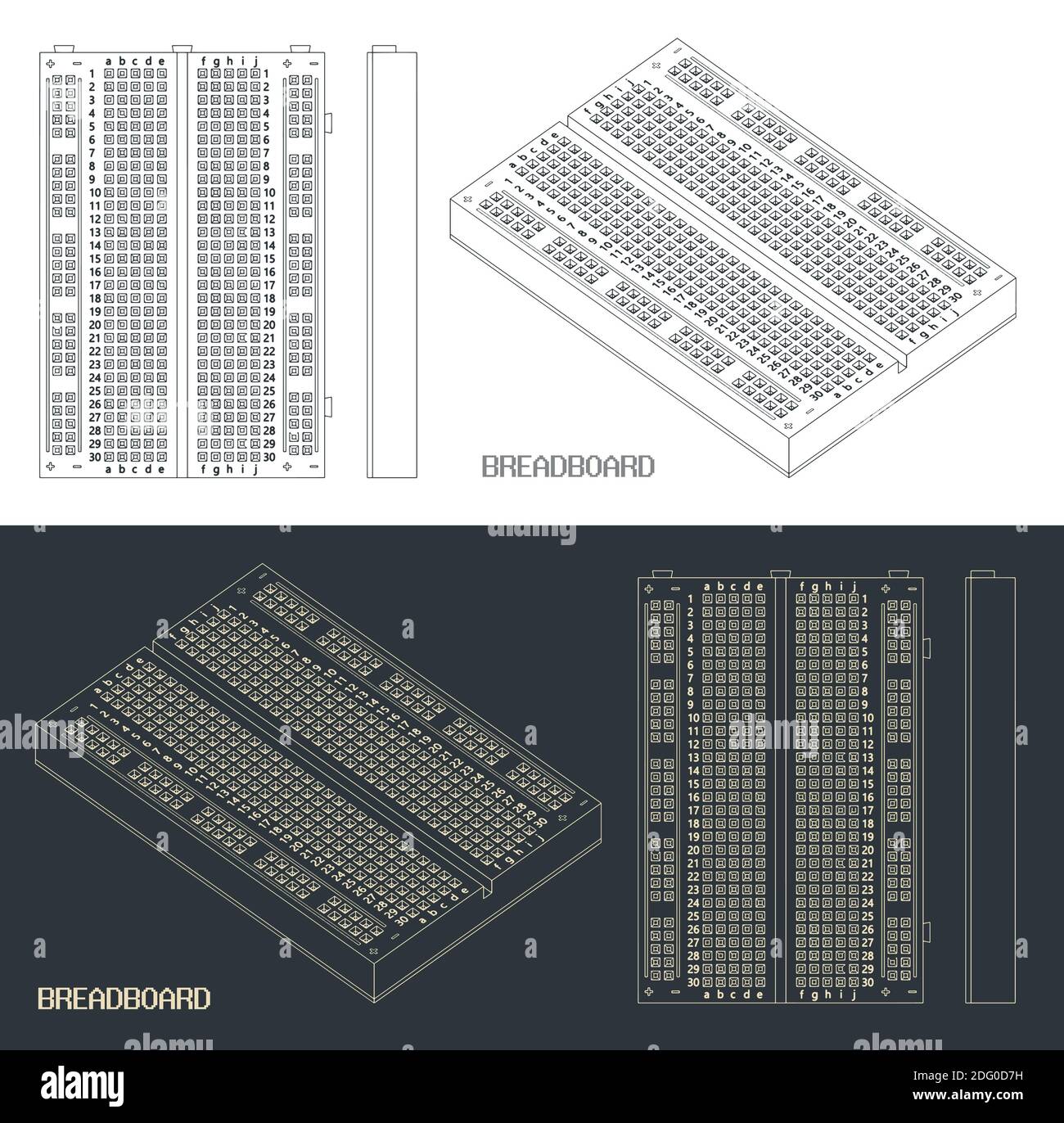 Stylized vector illustration of a breadboard for electronics engineers ...