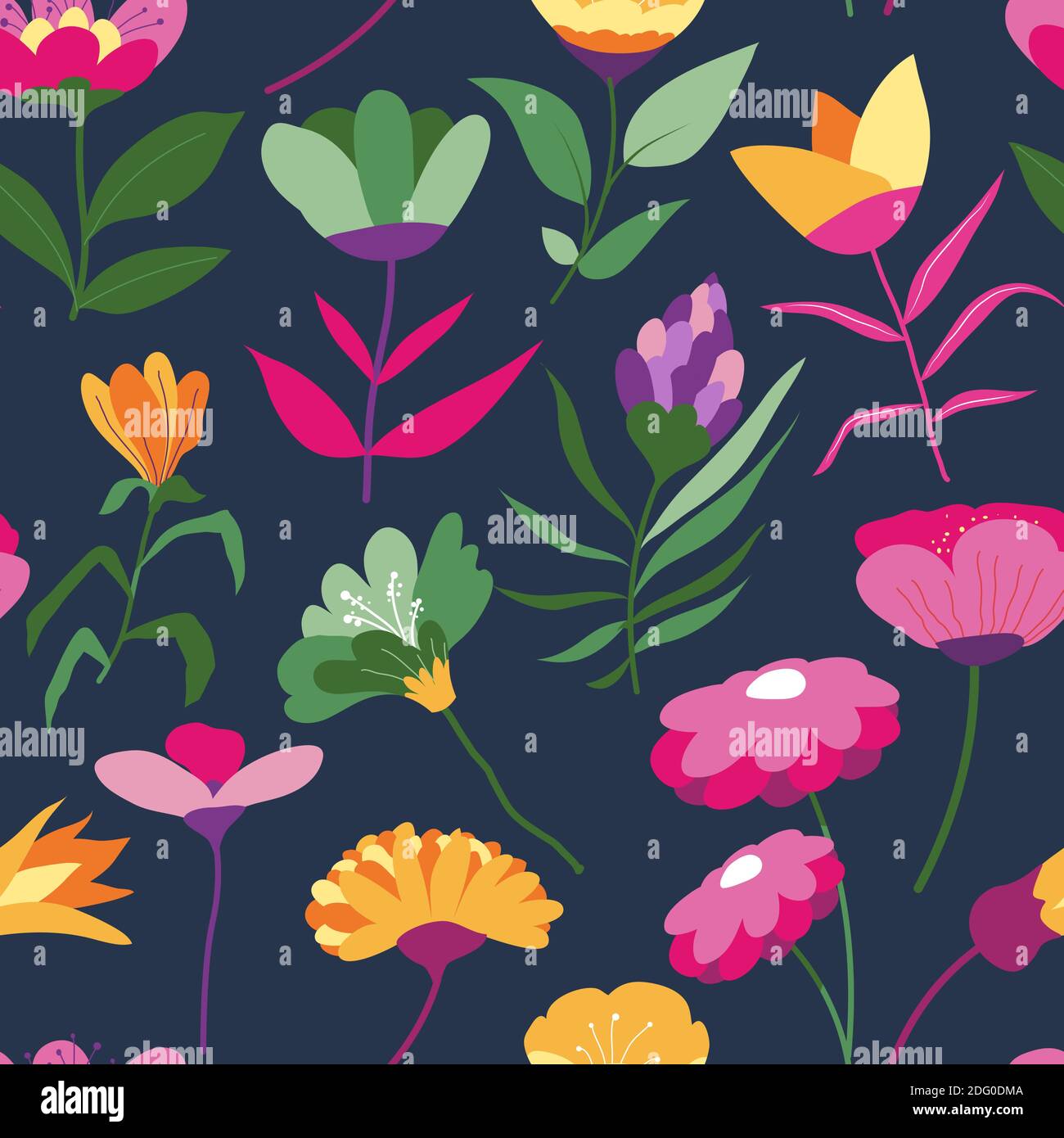 Lilac and daisies flowers in bloom pattern vector Stock Vector