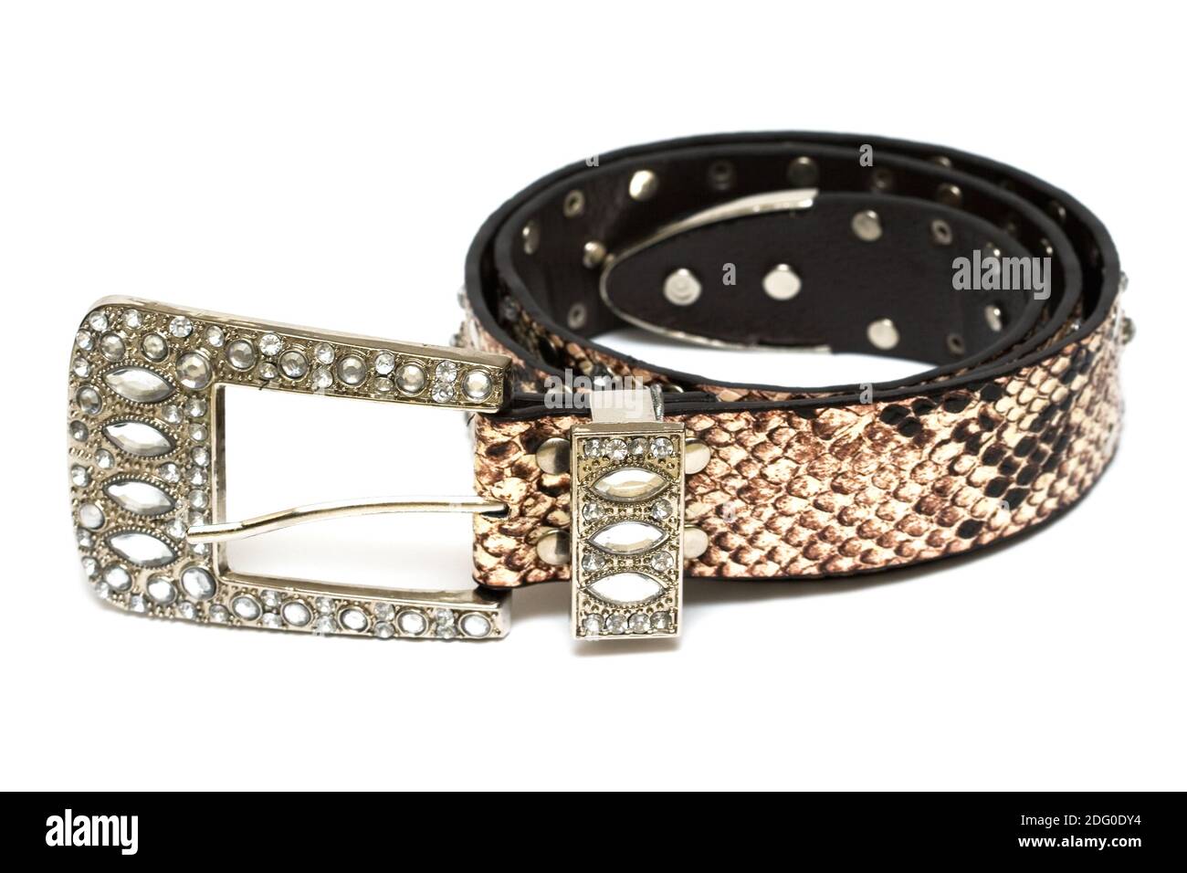 Beautiful belt with diamonds over white background Stock Photo Alamy