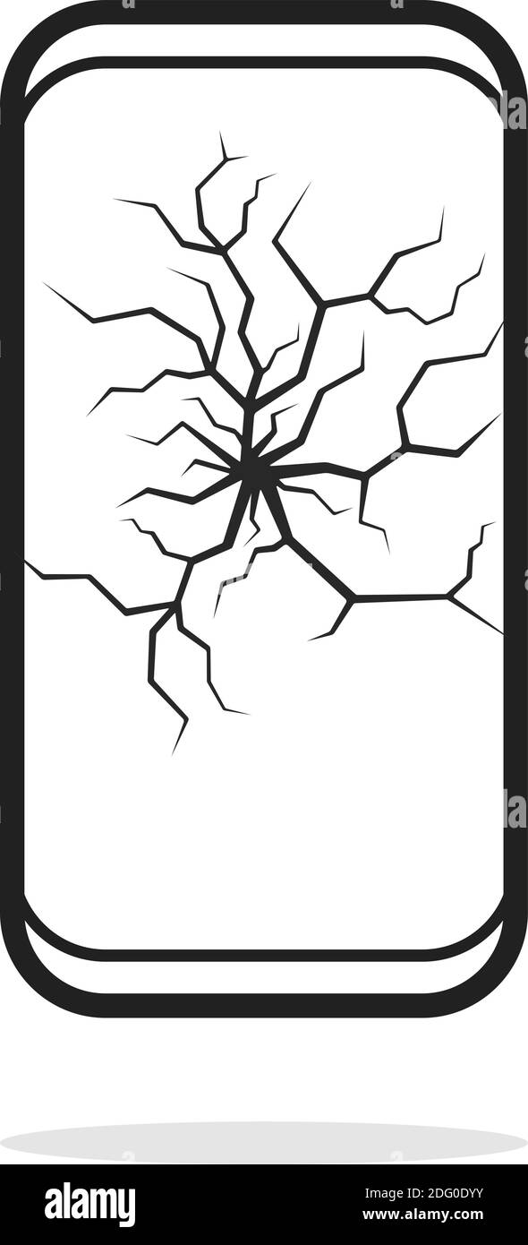 linear broken cracked black phone Stock Vector