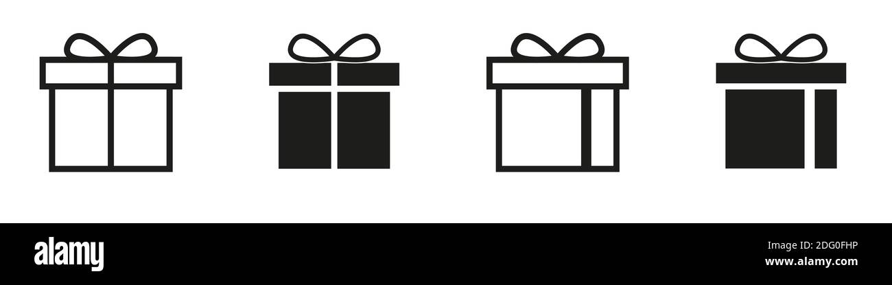 Present gift box icon. . Christmas gift icon illustration vector symbol. Surprise present linear design Stock Vector