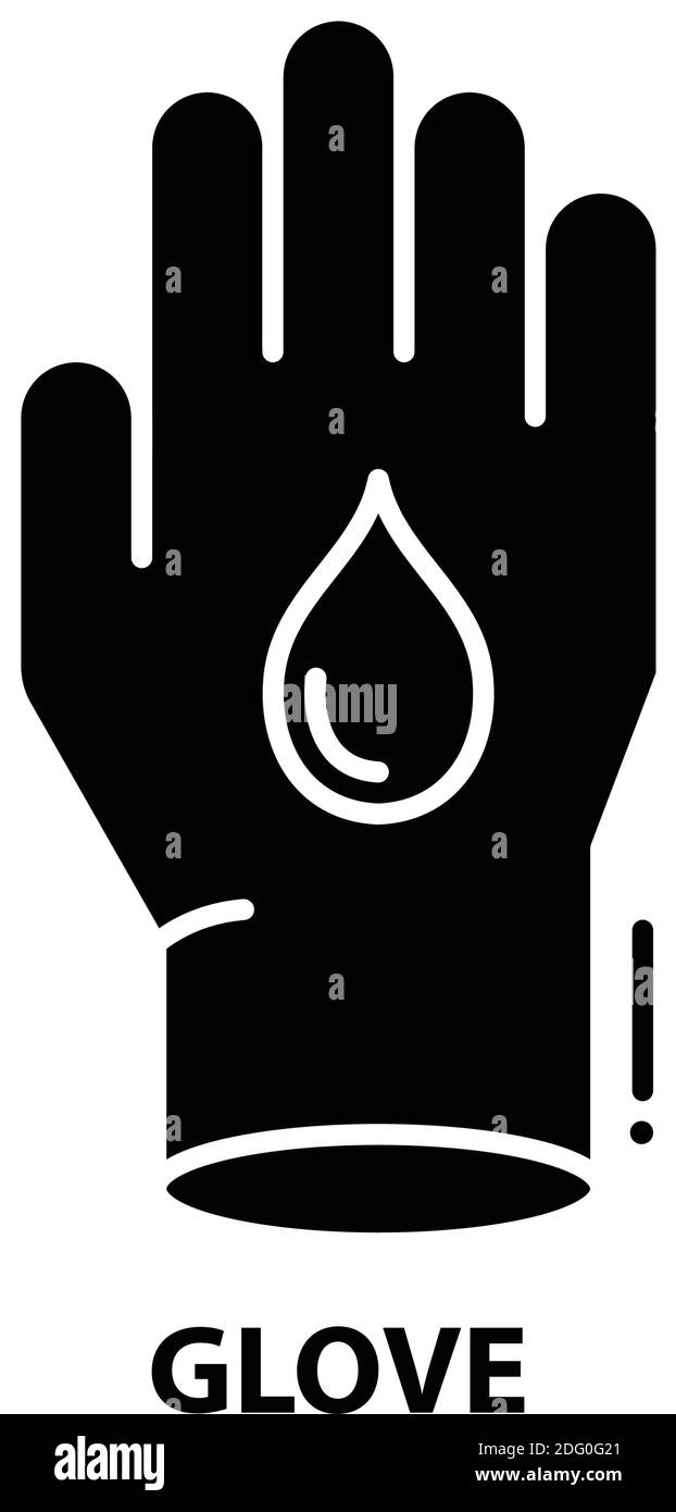 glove icon, black vector sign with editable strokes, concept illustration Stock Vector