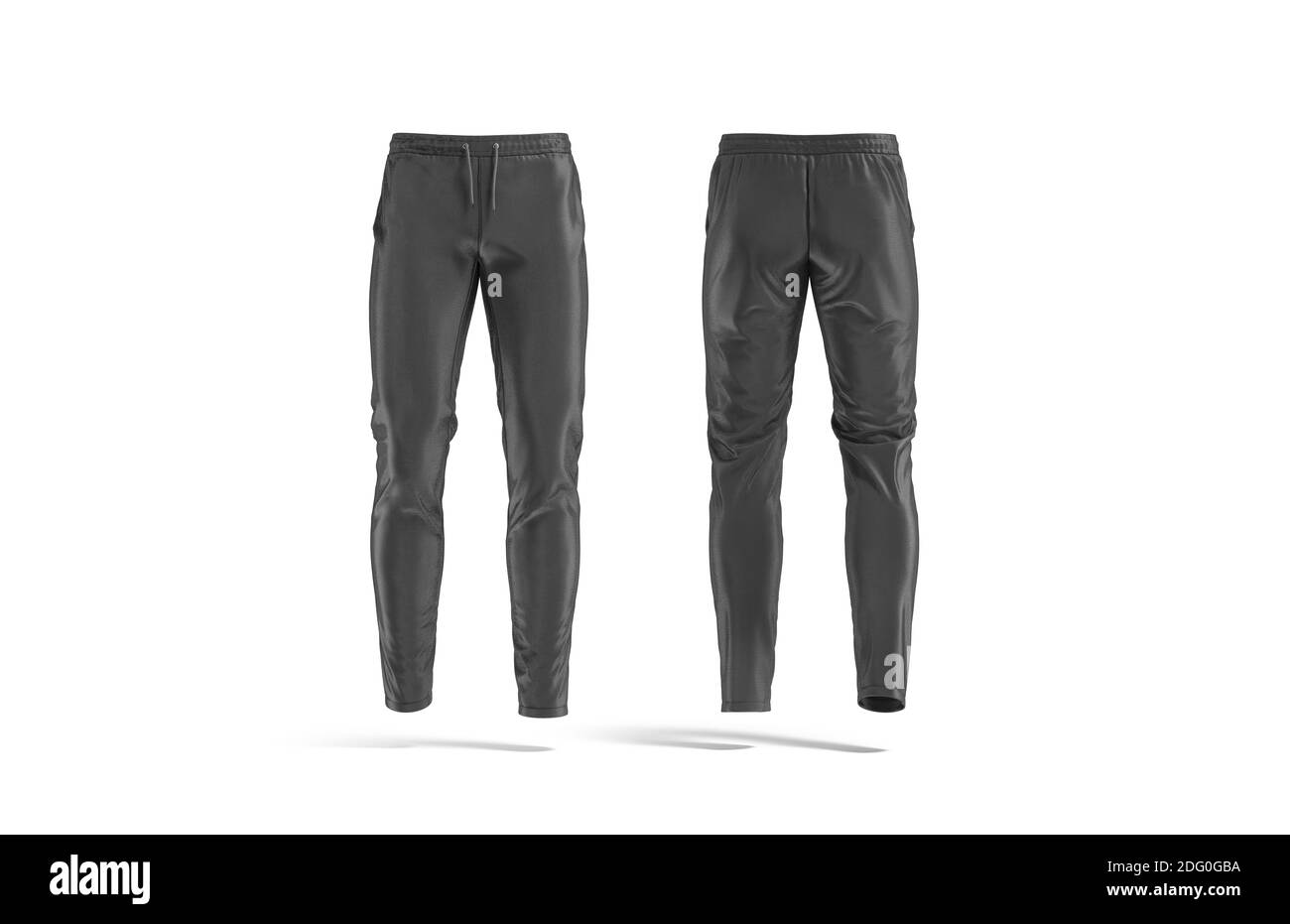 Blank black sport pants mock up, front and back view, 3d rendering ...