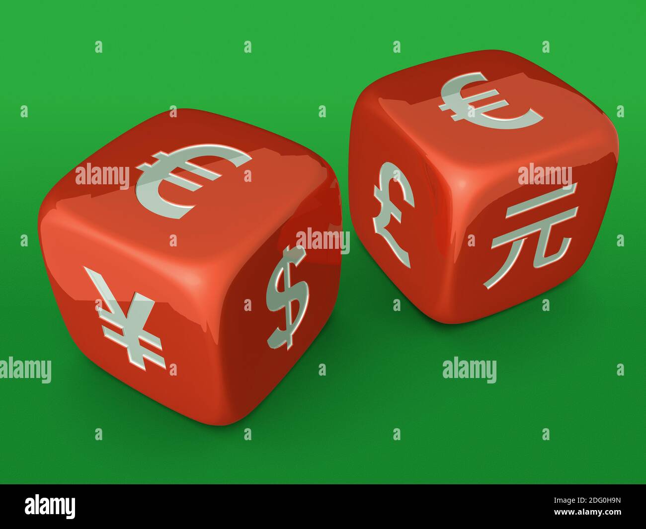 Red dices with Euro currency sign Stock Photo