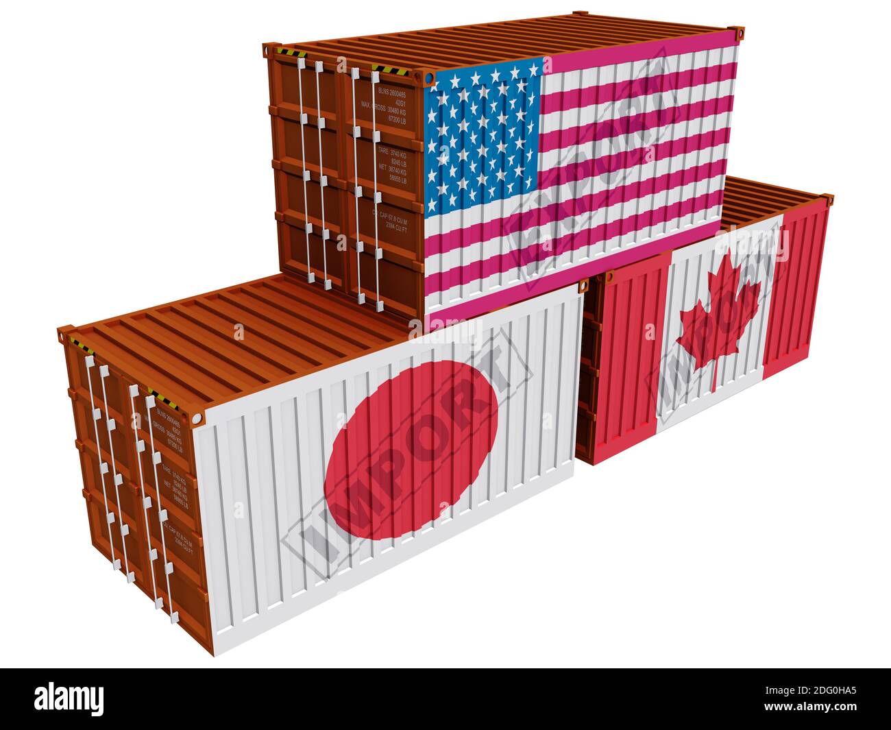 Trade containers USA Japan Canada Stock Photo Alamy