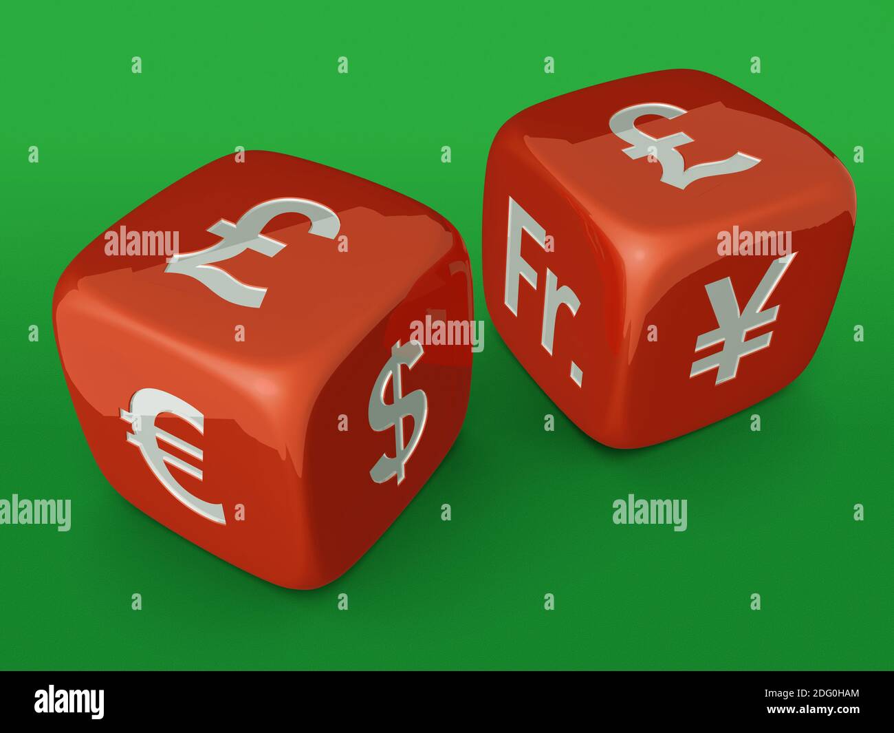 Red dices with Pound currency sign Stock Photo