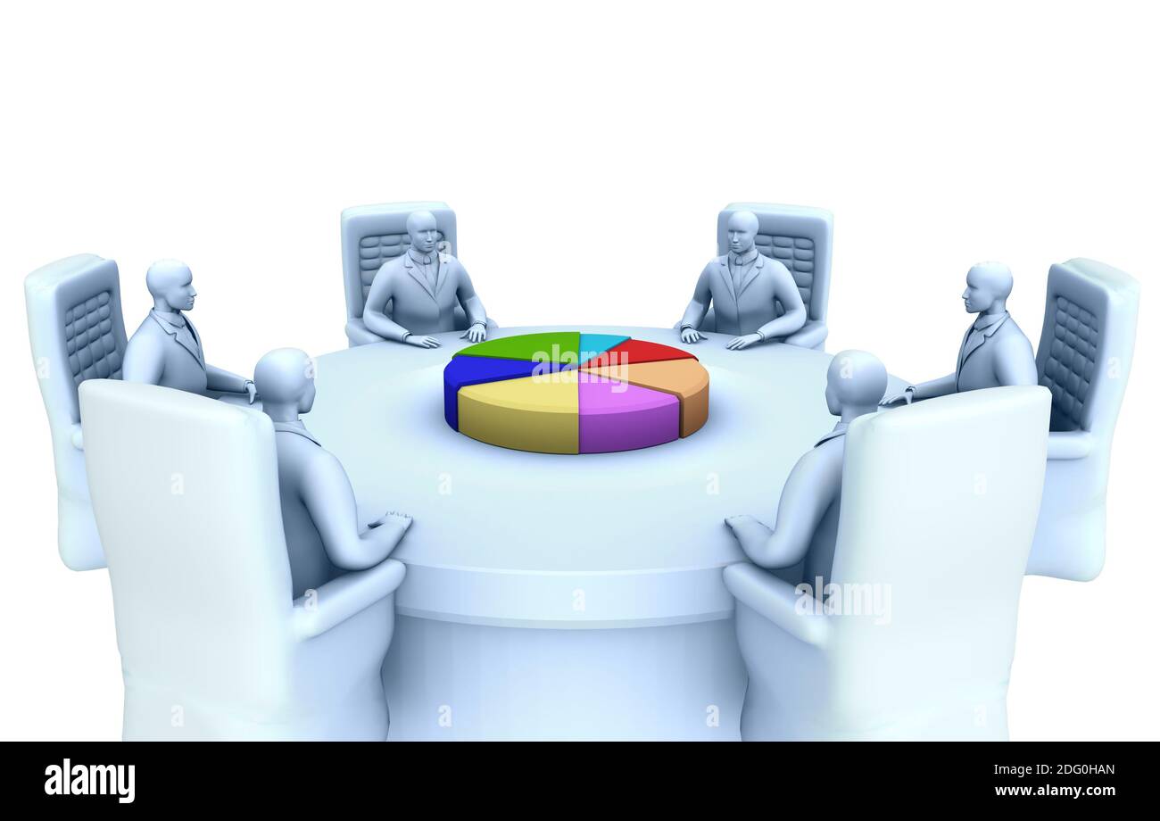 Round table discussion pie chart Stock Photo