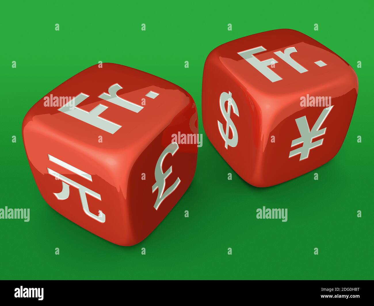 Red dices with Swiss franc currency sign Stock Photo
